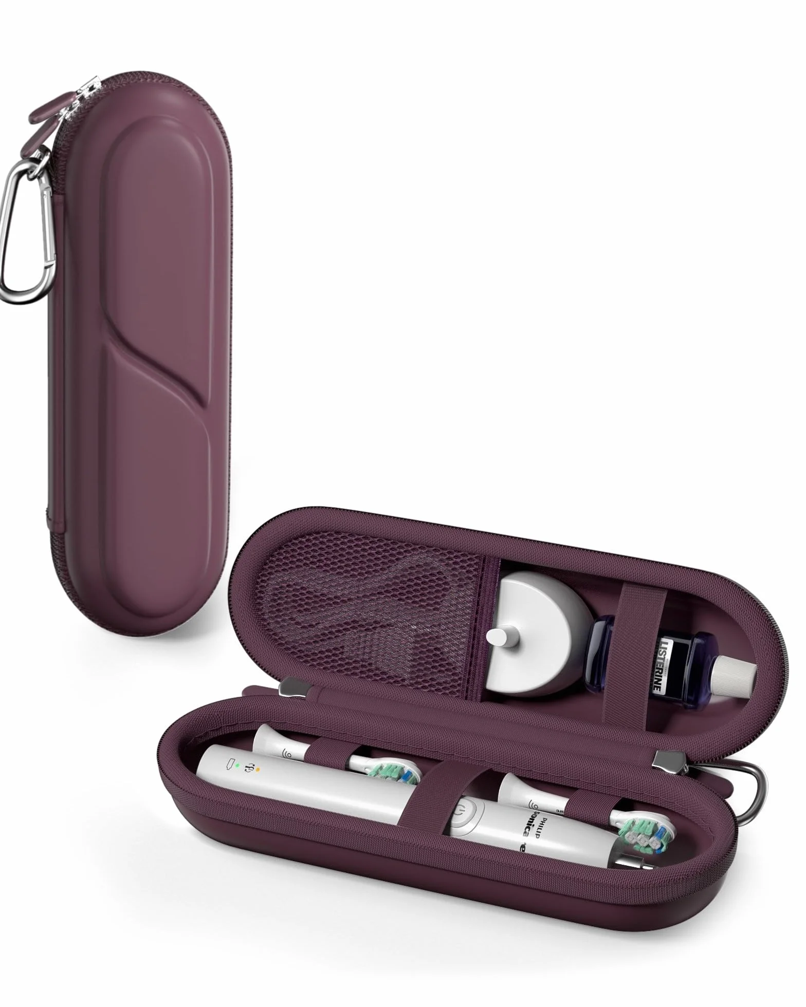 ProCase Etui na elektryczną szczoteczkę do zębów Oral-B Pro/Smartseries/iO Series/Phlips Sonicare, kompaktowy podróżny organizer ochronny na szczoteczki do zębów, pomieści akcesoria, śliwkowy
