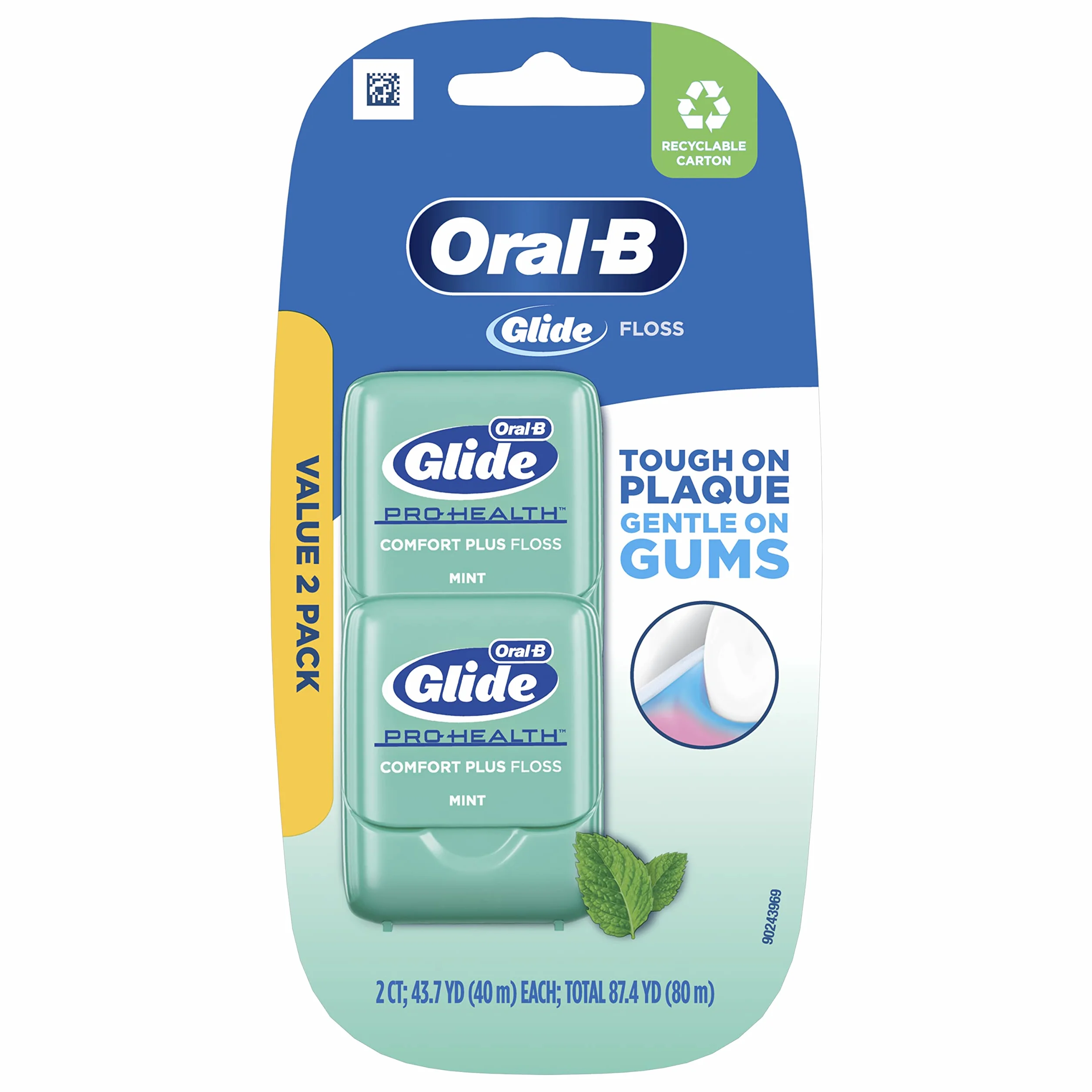 Oral-B Glide Pro-Health Comfort Plus nić o smaku miętowym, 40 m (40 m), 2 szt