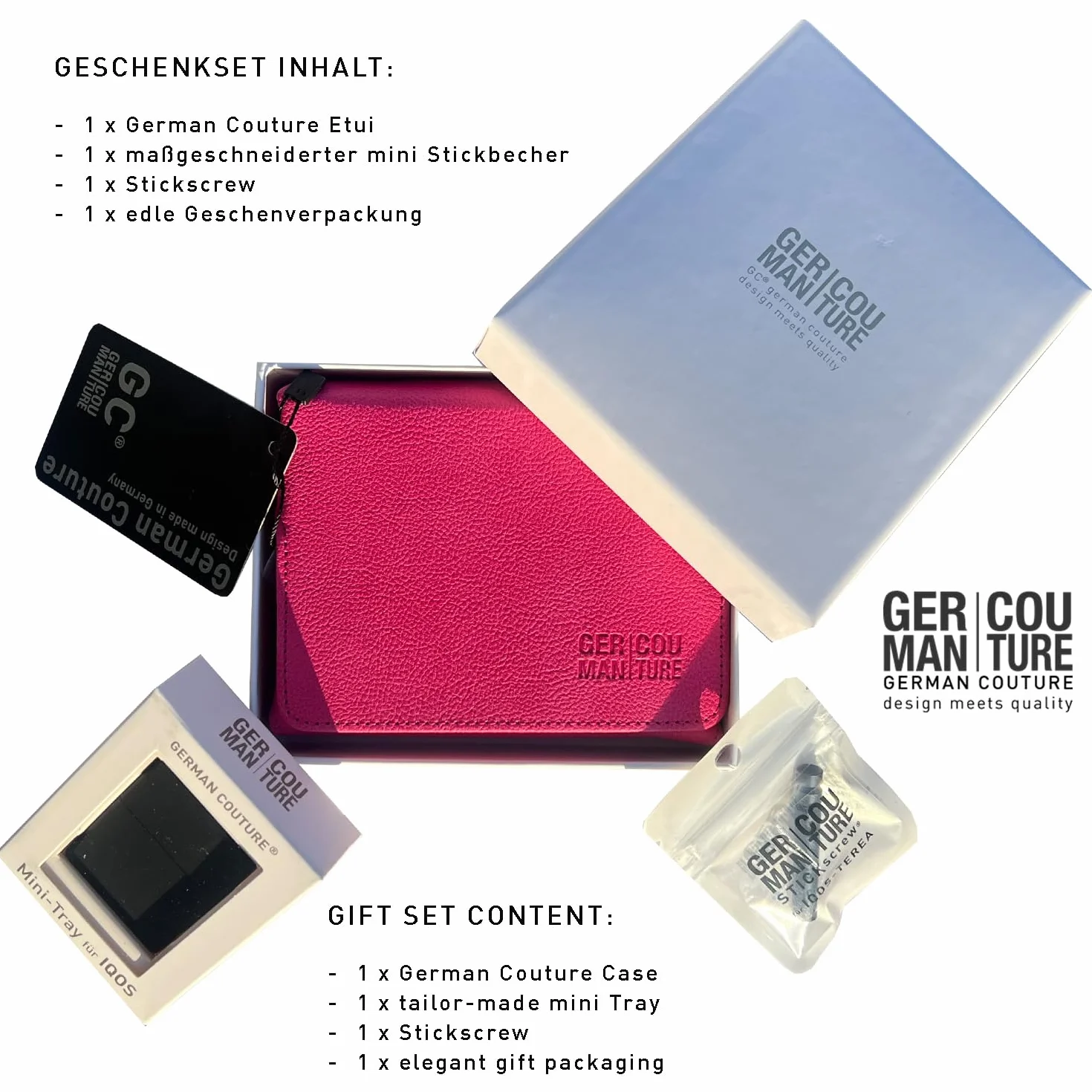 GC Zestaw upominkowy kompatybilny z IQOS ILUMA, TEREA lub LEVIA - etui Screw i mini kubek różowy