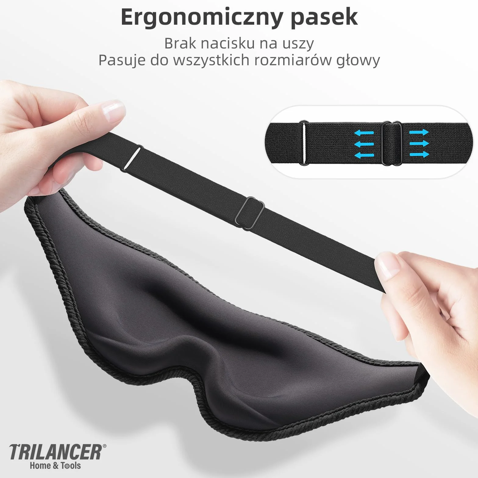 Trilancer 2026 Innowacyjna Maska na Oczy Opaska do Spania 3D – Maska Zaciemniająca 99.99% z Zatyczkami do Uszy – Idealna dla Kobiet i Mężczyzn na Drzemkę, Podróż i Medytację (Czarny)