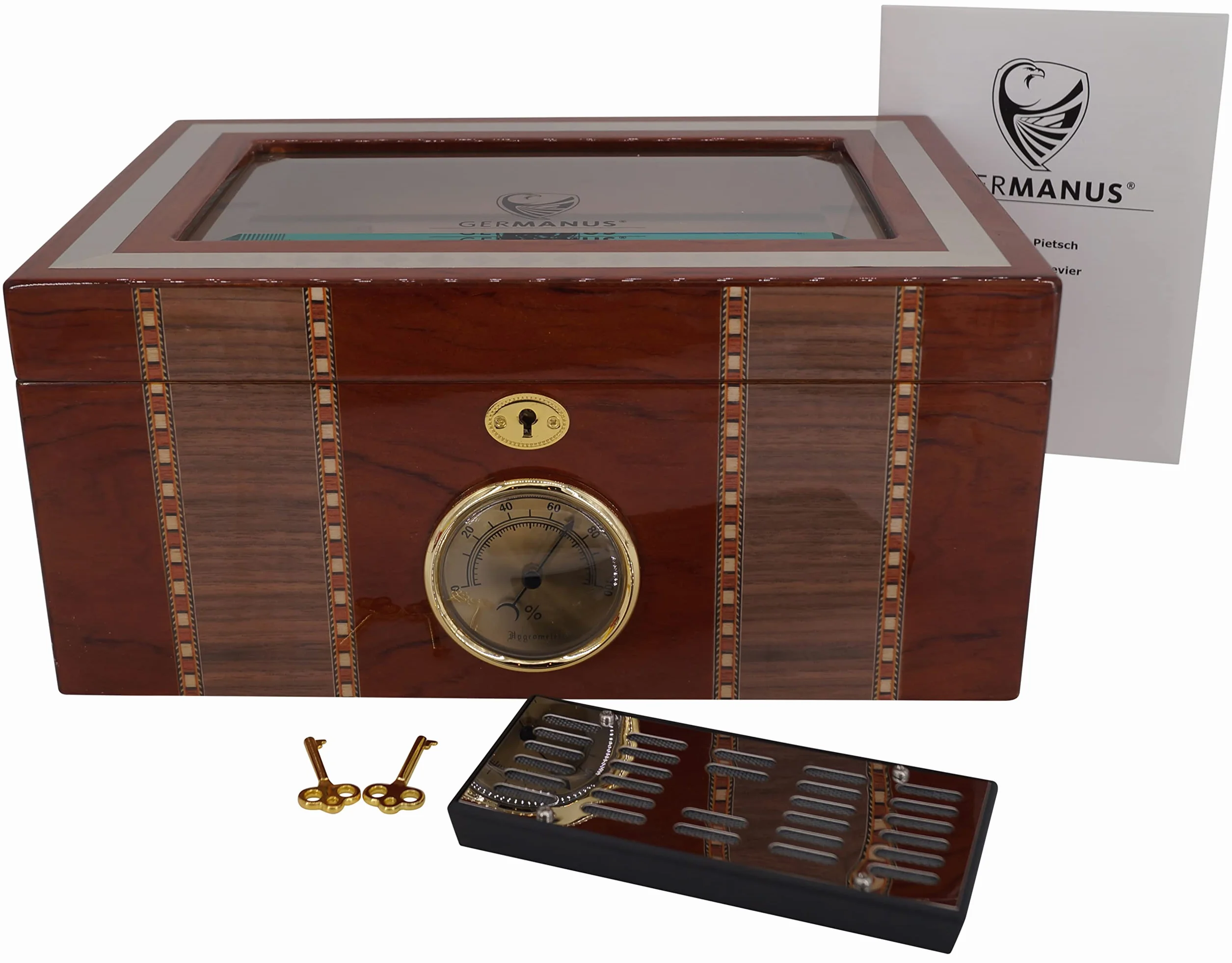 GERMANUS Humidor skrzynia z okienkiem brązowa MVI