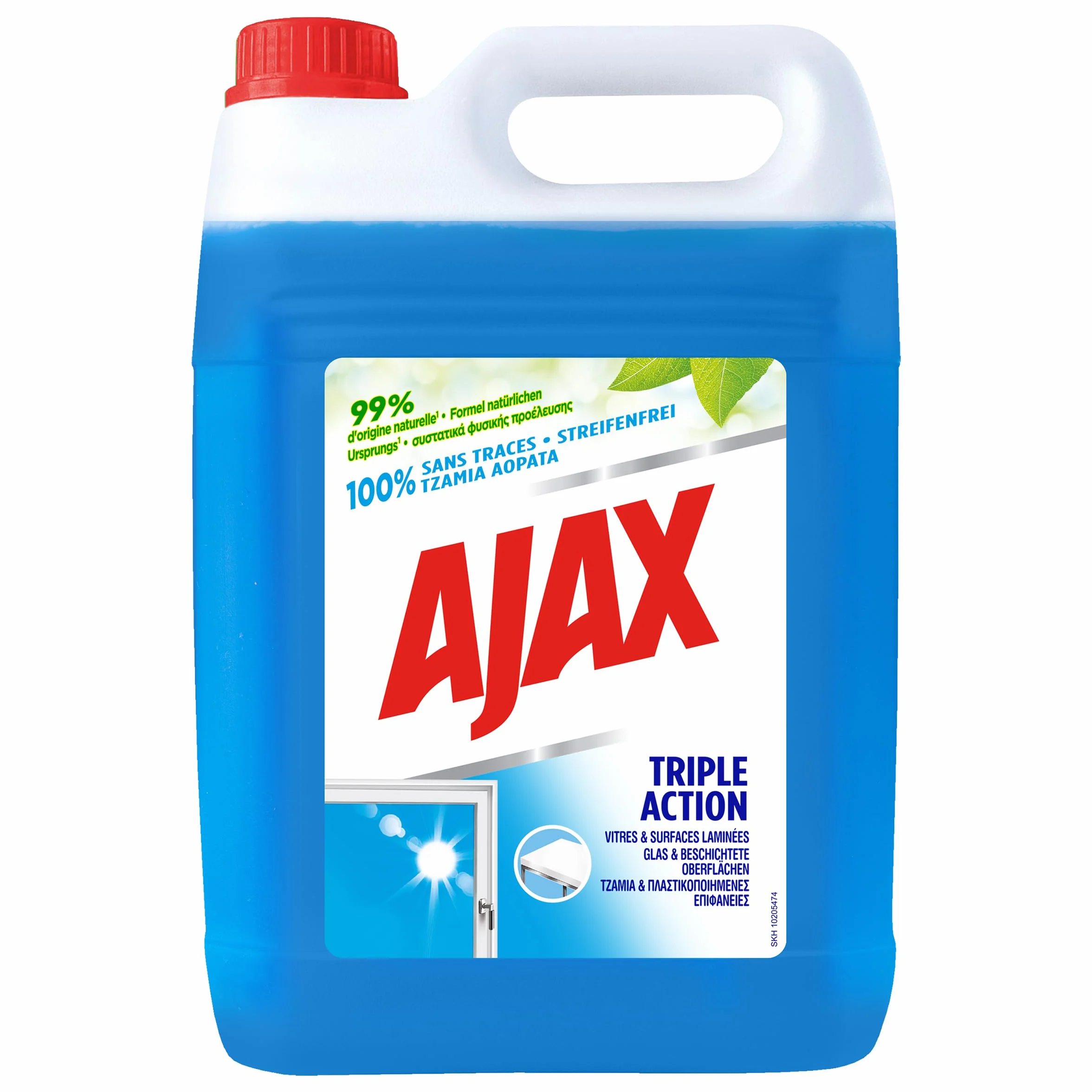Ajax Kanister do czyszczenia szkła 5 l do łatwego napełniania butelki z rozpylaczem, 100% bez smug, idealny do biura, zakładu, gabinetu lub domu