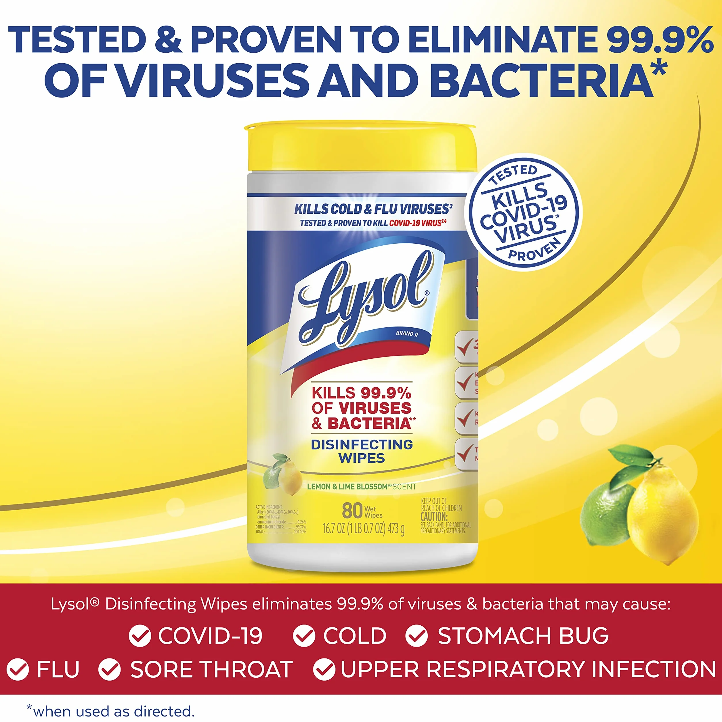 Lysol Disinfecting Wipes Lemon & Lime Blossom 80ct