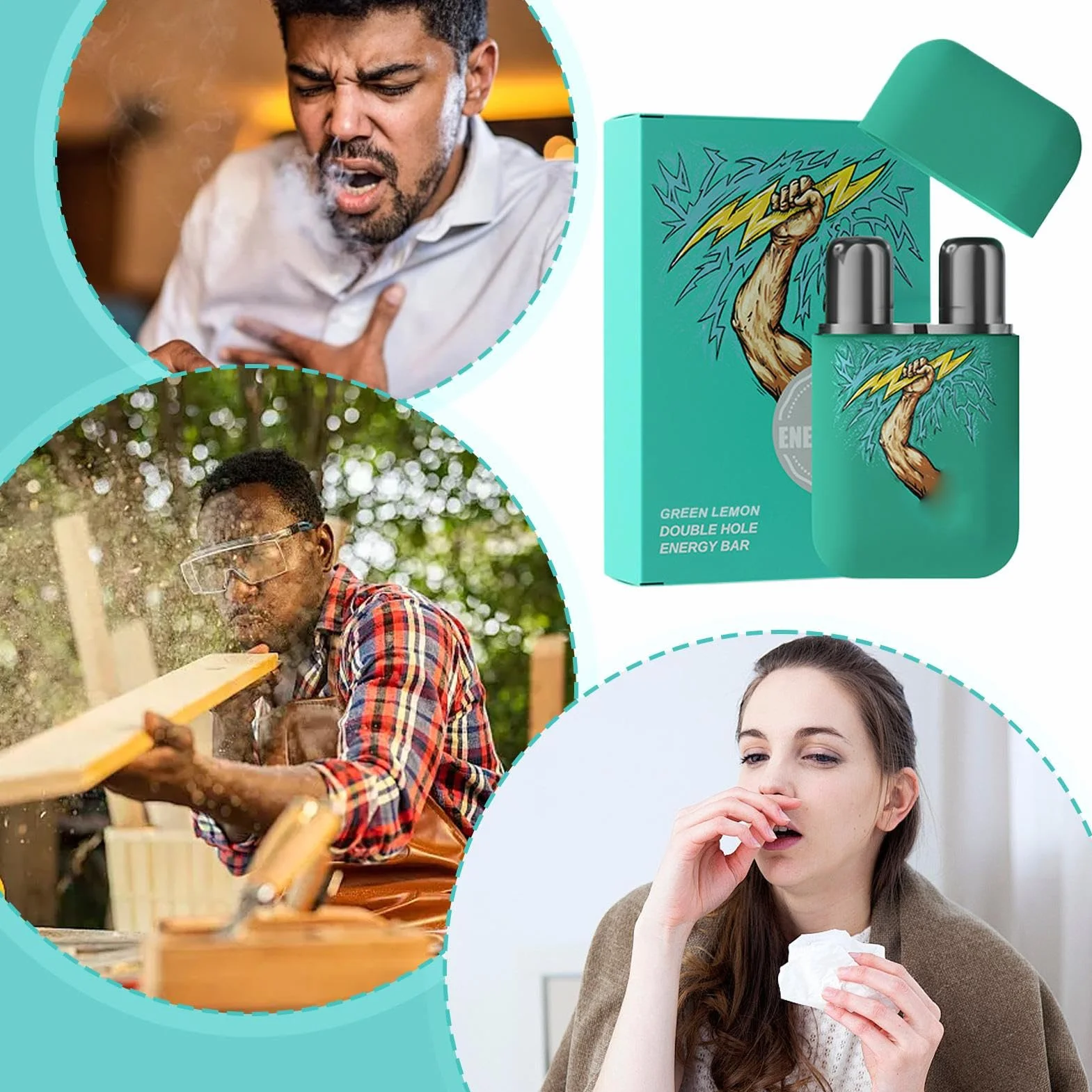 Inhalator do nosa – aromaterapia Focus Health Care, odświeżający kij do inhalacji nosa, naturalna łatwość stresu dla dorosłych kobiet praca siłownia podróż biuro jazda codzienna biegania
