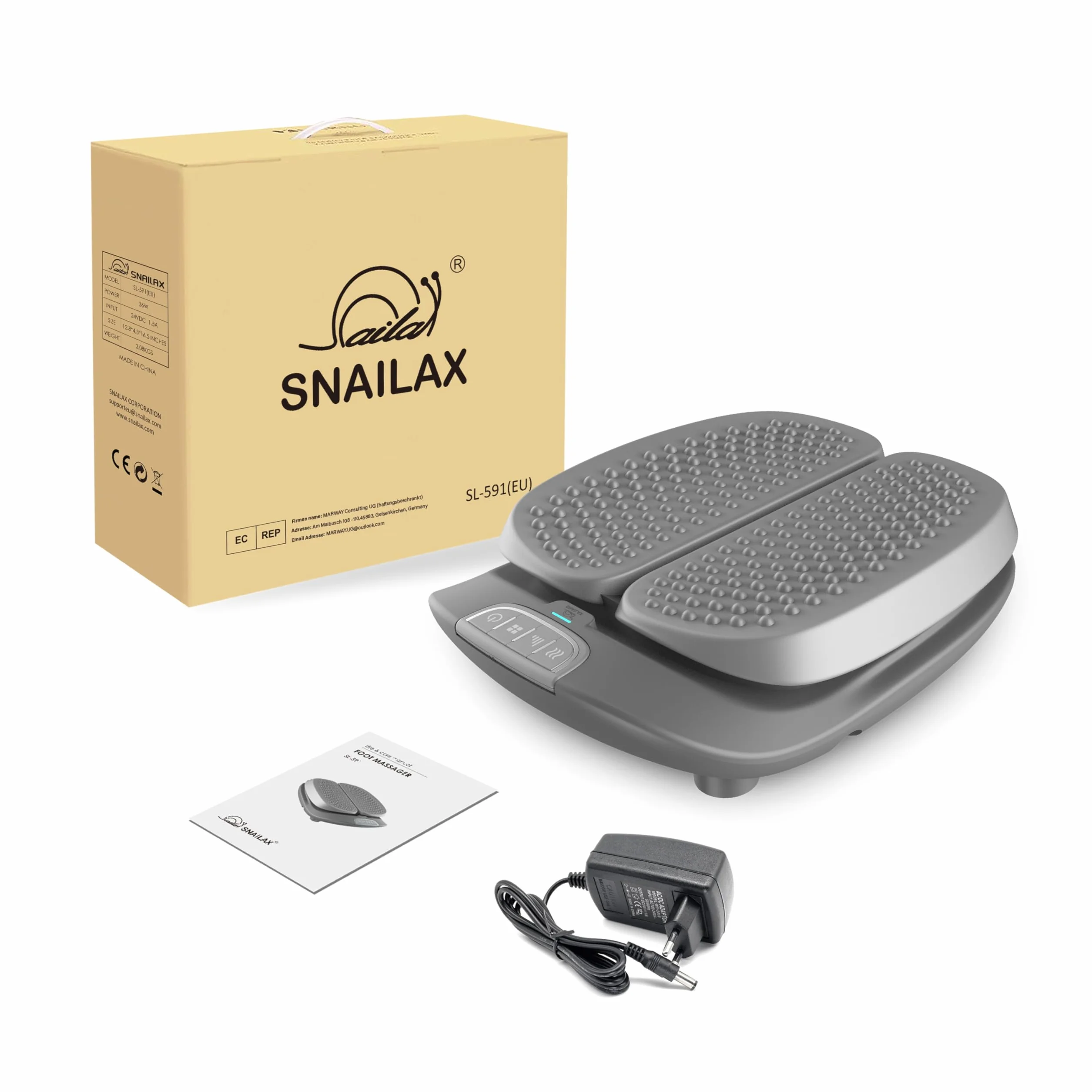 Snailax Shiatsu masażer stóp z funkcją ogrzewania, elektryczne urządzenie do masażu stóp z wibracją, urządzenie do masażu stóp z pilotem zdalnego sterowania, prezent