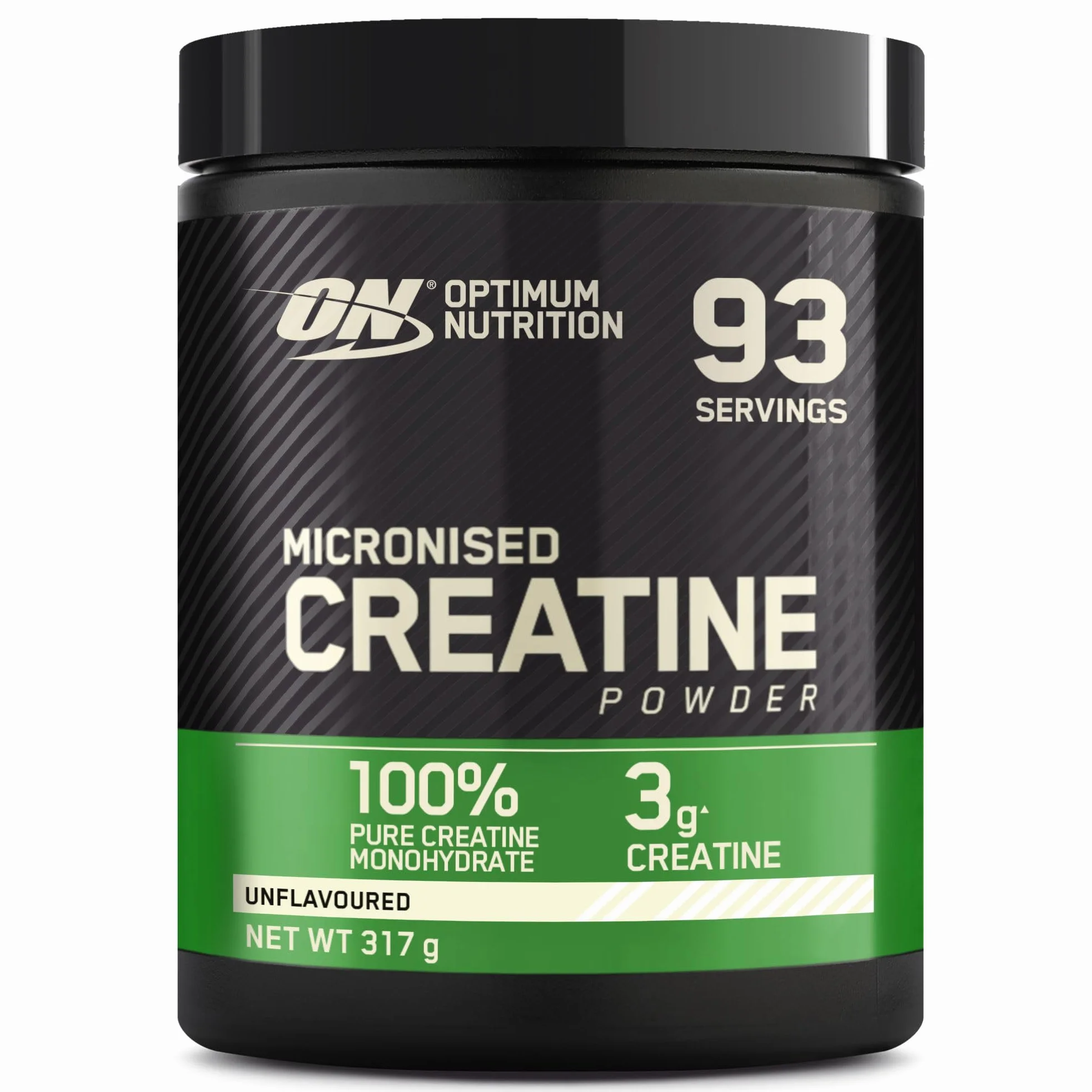 Optimum Nutrition Micronised Creatine Powder, 100% czystego monohydratu kreatyny w proszku dla wydolności i mocy mięśni, Bezsmakowy, 93 porcje, 317 g