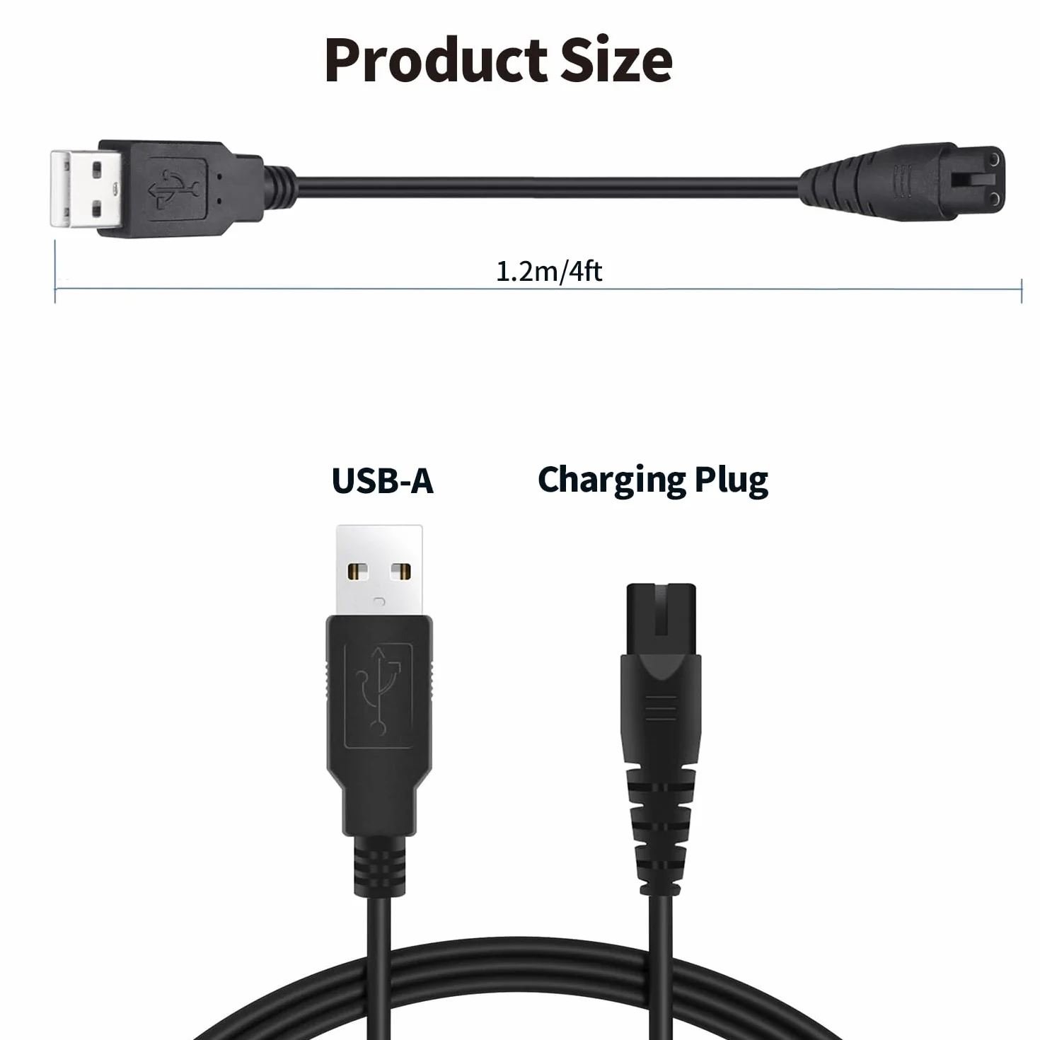 Kabel USB do ładowania irygatora wodnego do Hangsun, COSLUS, Aquasonic, Nicefeel, Oralfree, MOSPRO, Cremax, Tovendor, Insmart, Zerhunt, przenośny, bezprzewodowy irygator jamy ustnej, 1,2 m (czarny)