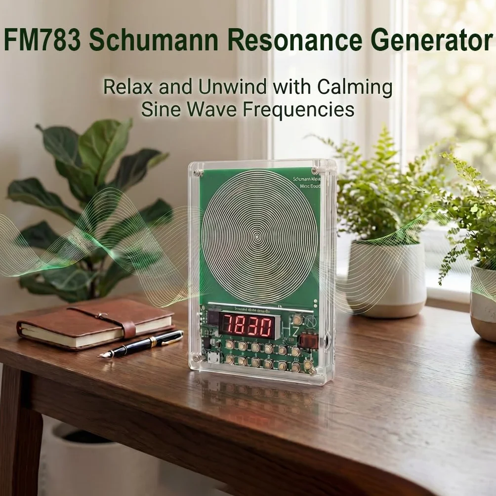 Generator częstotliwości Schumann 7,83 Hz, regulowany od 0,01 Hz do 10000 Hz z akrylową obudową fali sinusoidalnej o bardzo niskiej częstotliwości, łagodzący stres, relaks, medytacja snu Yog