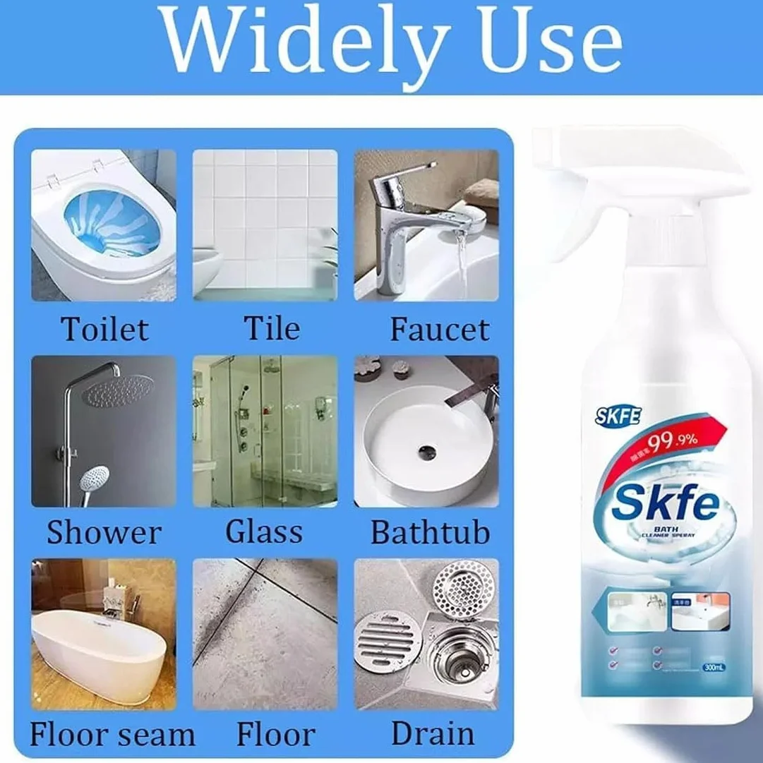 Skfe Spray do czyszczenia wanny, skfe uporczywe plamy, odkamieniacz do łazienki, mocny spray do czyszczenia łazienki, do toalety, wanny, prysznica (1 szt.)