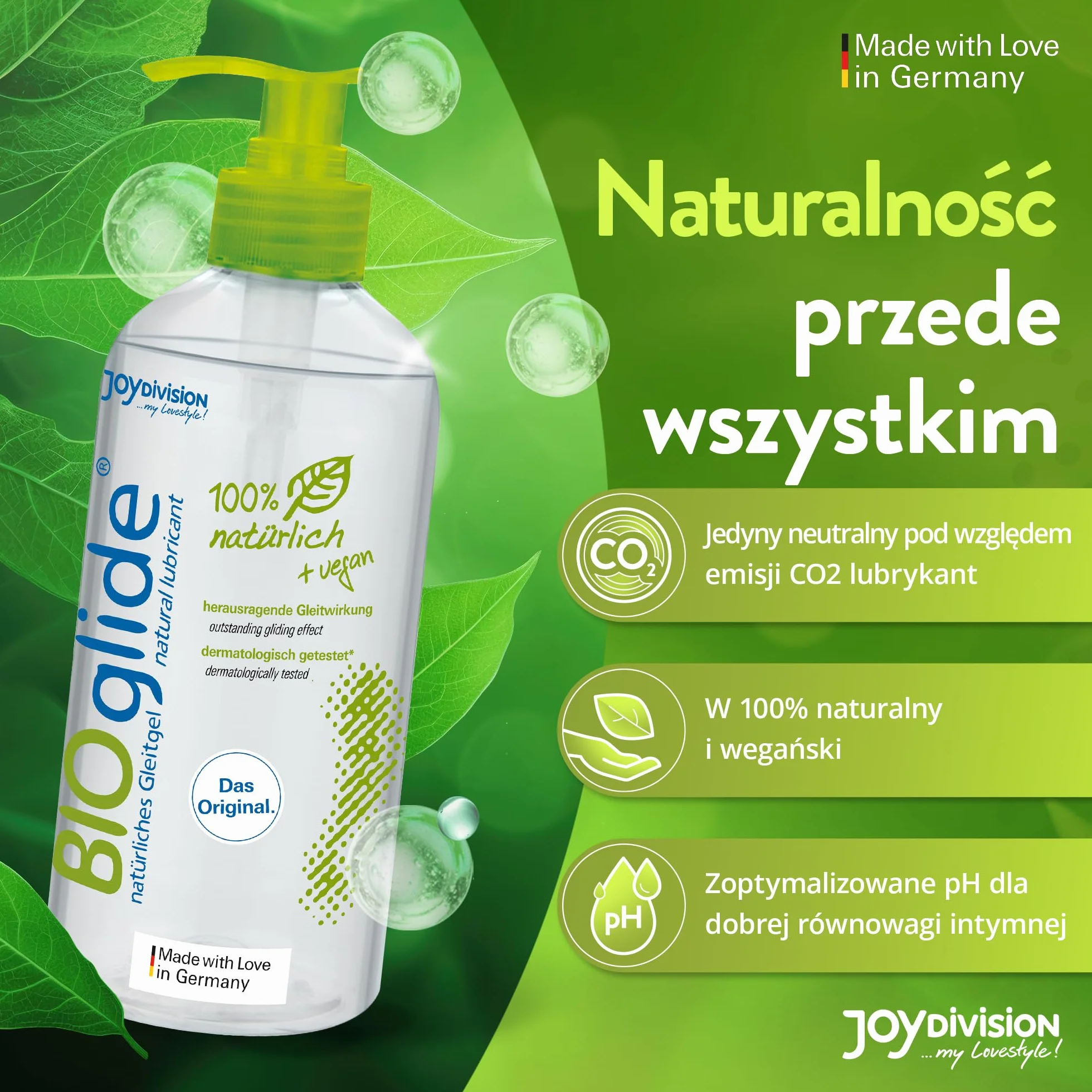 JOYDIVISION Oryginalny BIOglide lubrykant neutralny 500ml I 100% naturalny wegański lubrykant na bazie wody I Bio lubrykant odpowiedni dla prezerwatyw lateksowych I Lubrykacja na bazie wody