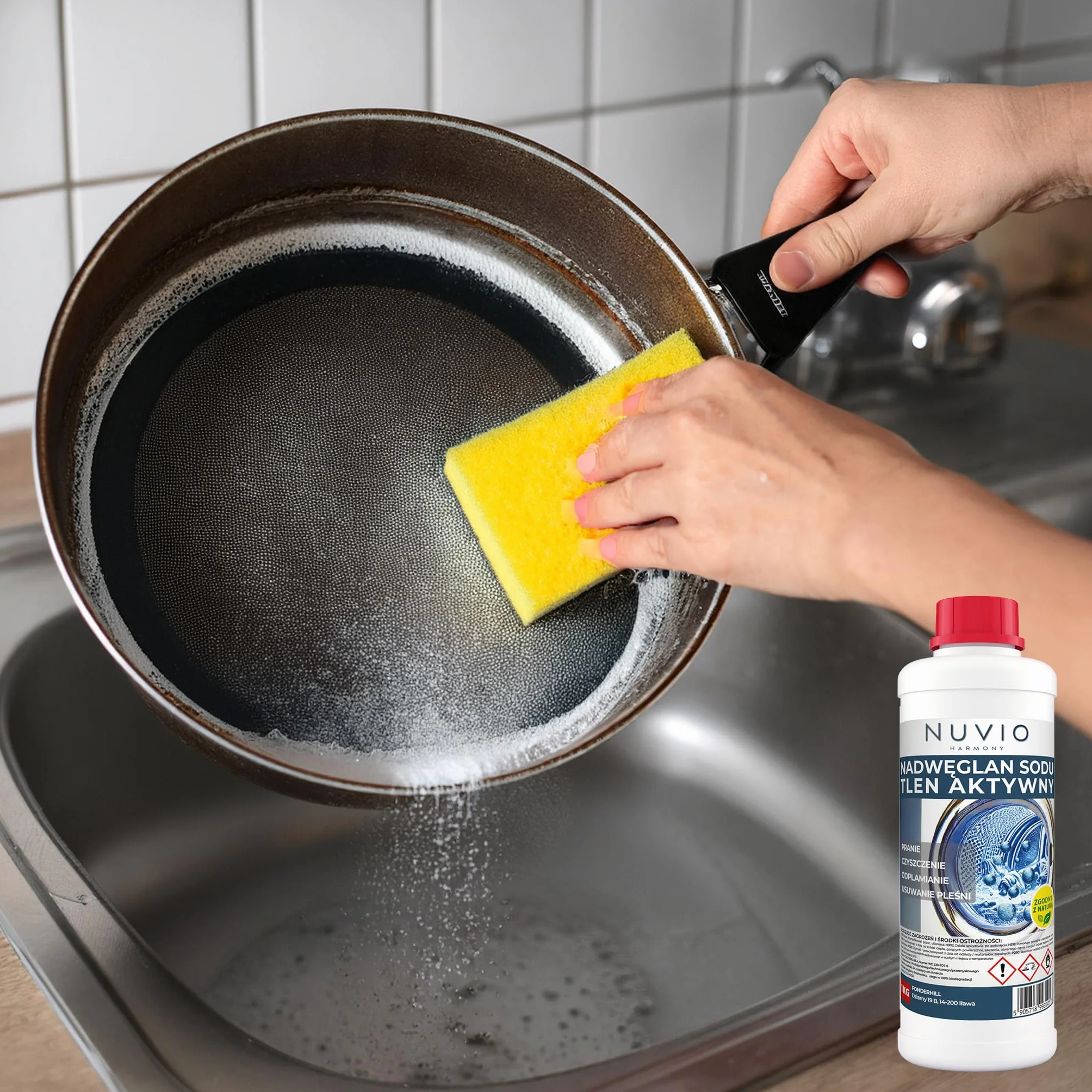 Nuvio Nadwęglan Sodu, Ekologiczny Środek Czyszczący, Proszek, Uniwersalny, Do Prania i Czyszczenia, 1kg, Do Tkanin i Powierzchni Zmywalnych