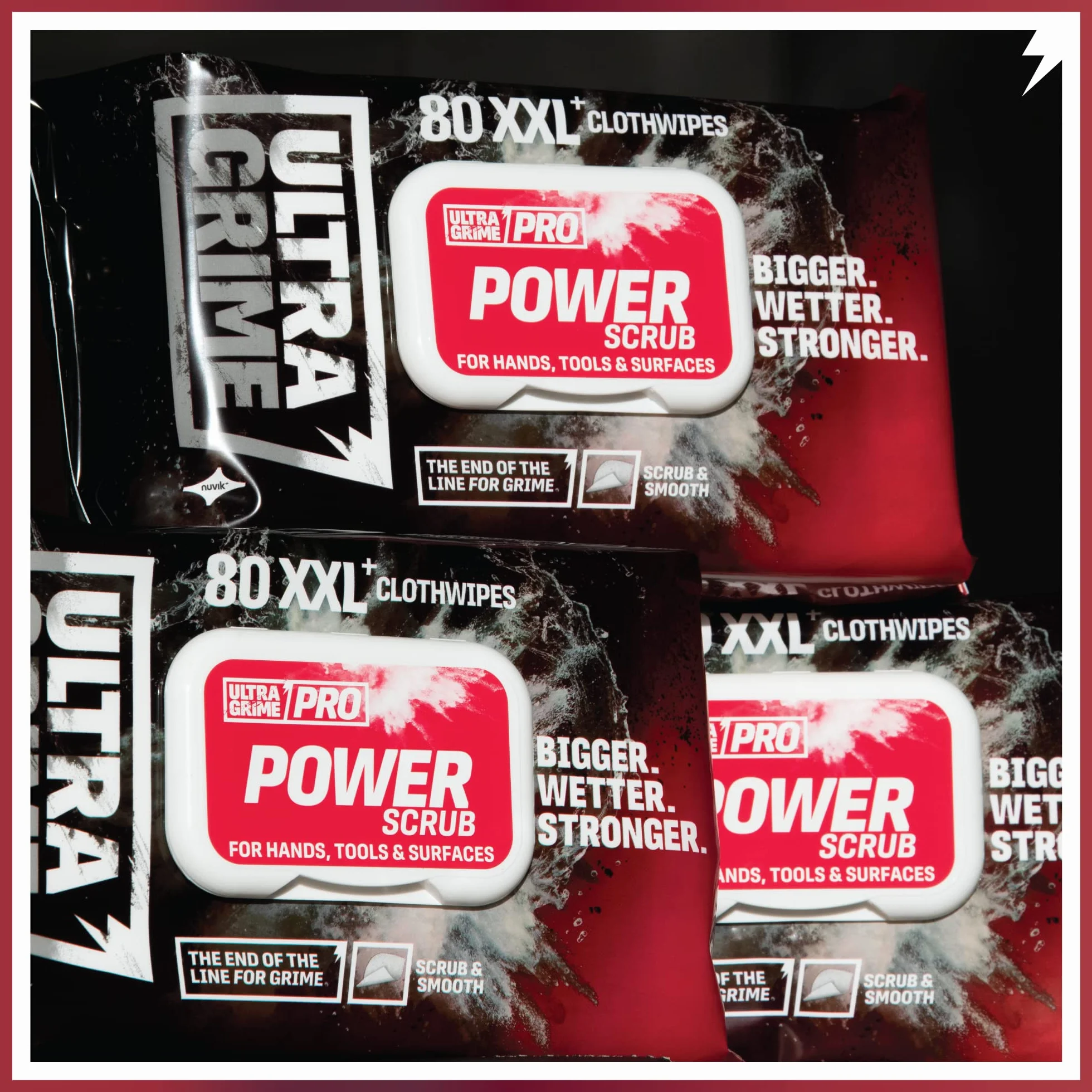UltraGrime Pro Power Scrub Cleaning Wipes | Wydajne przemysłowe chusteczki do usuwania zabrudzeń i zabrudzeń na wszystkich powierzchniach | 100 bardzo szerokich wilgotnych ściereczek, 38 cm x 25 cm
