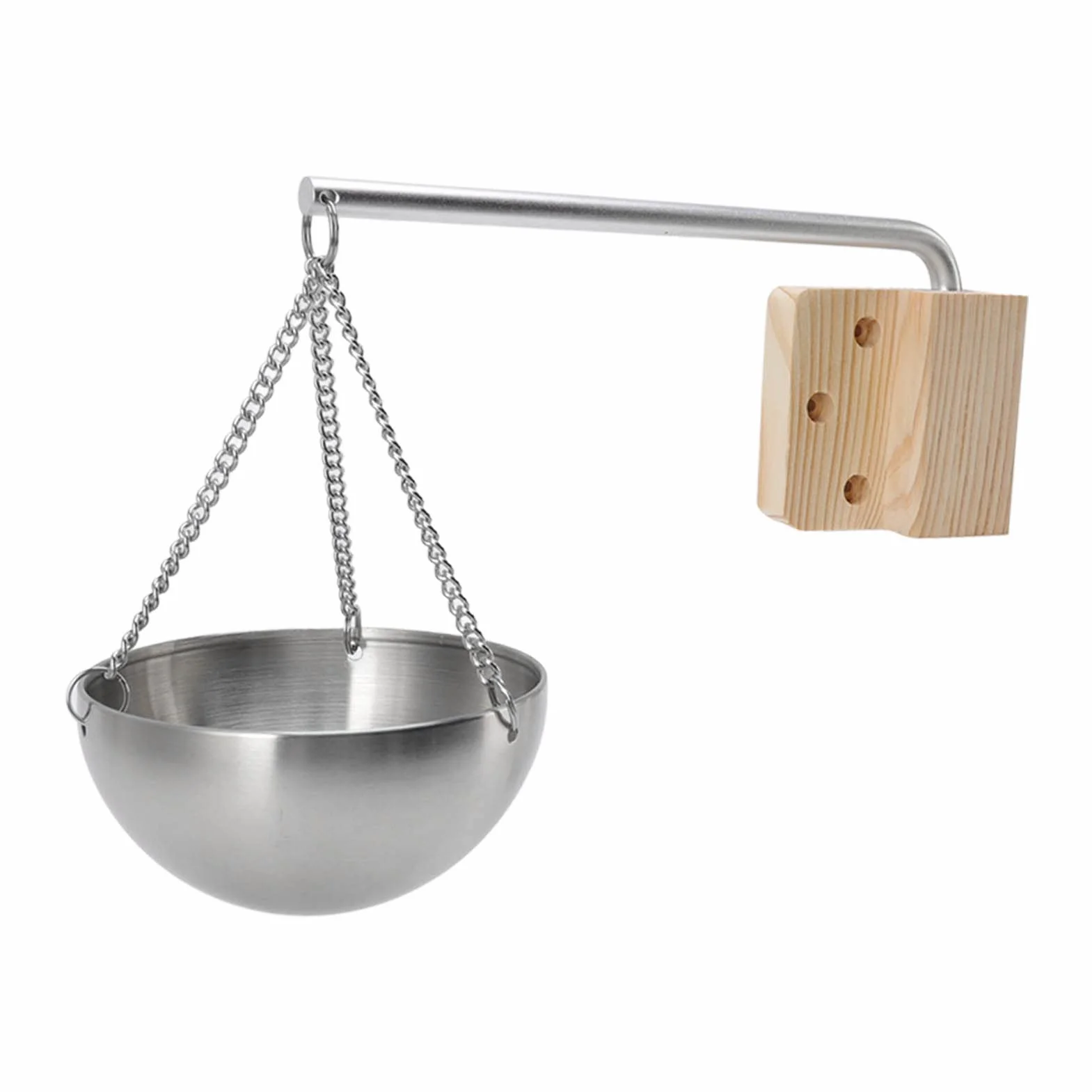 Kubek Olejowy do Sauny ze Stali Nierdzewnej z Drewnianym Wahaczem (S)