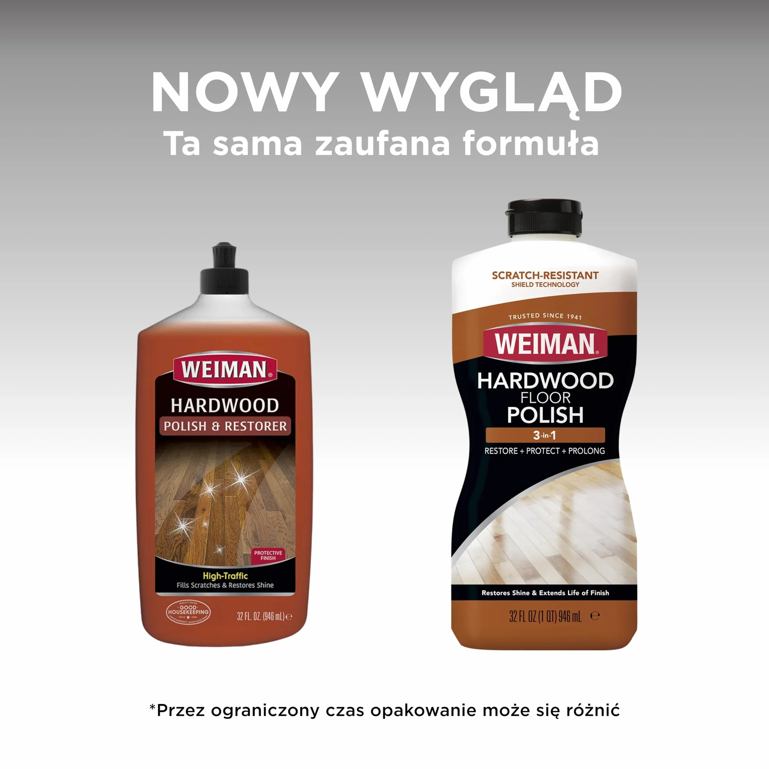 Weiman Zestaw do czyszczenia podłóg z twardego drewna i polerki, zestaw 2 szt. - Podłoga z twardego drewna o dużym natężeniu ruchu, naturalny połysk, usuwa zadrapania, pozostawia warstwę ochronną