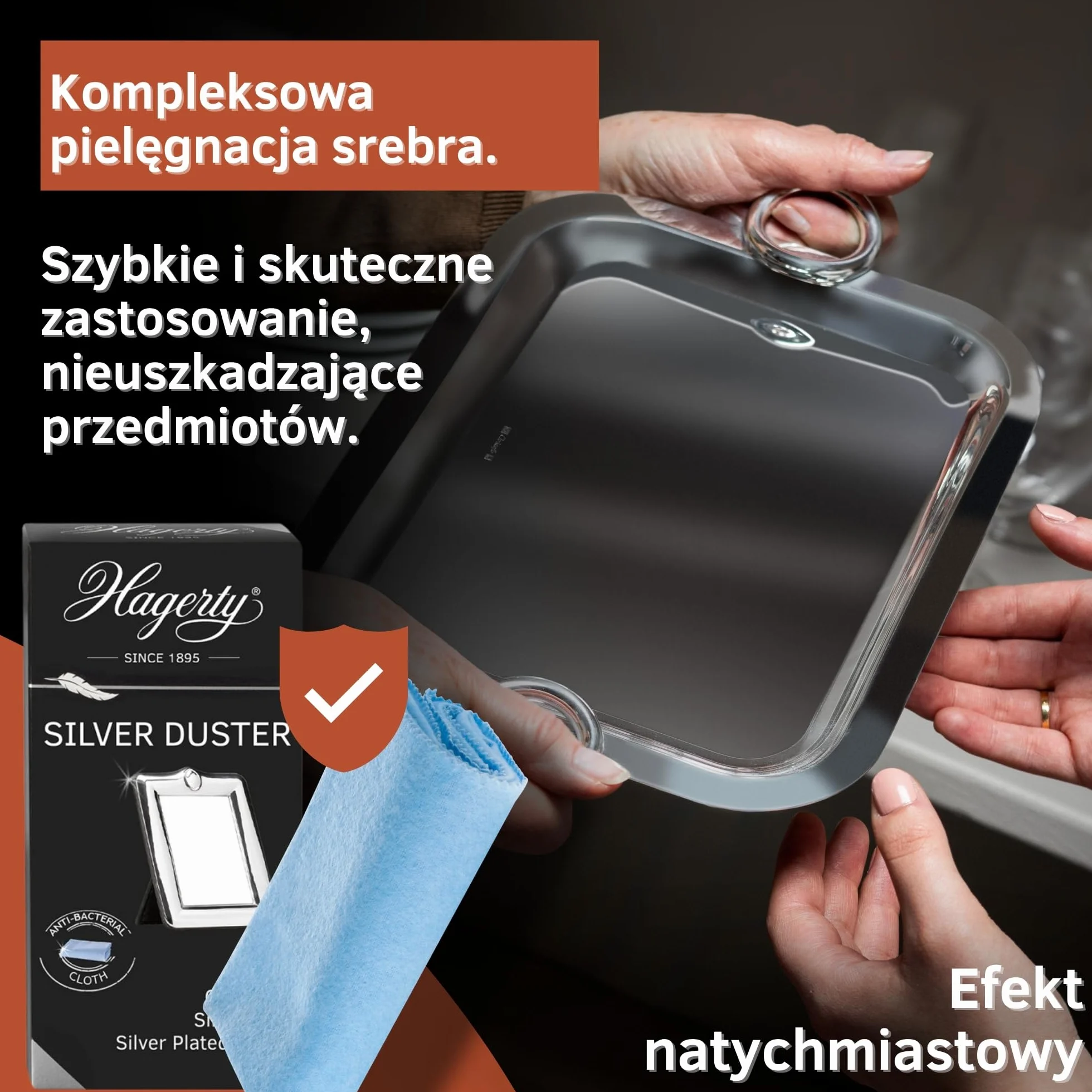 Hagerty Ściereczka czyszcząca srebro 55x36cm bawełniana ochroną przed nalotem