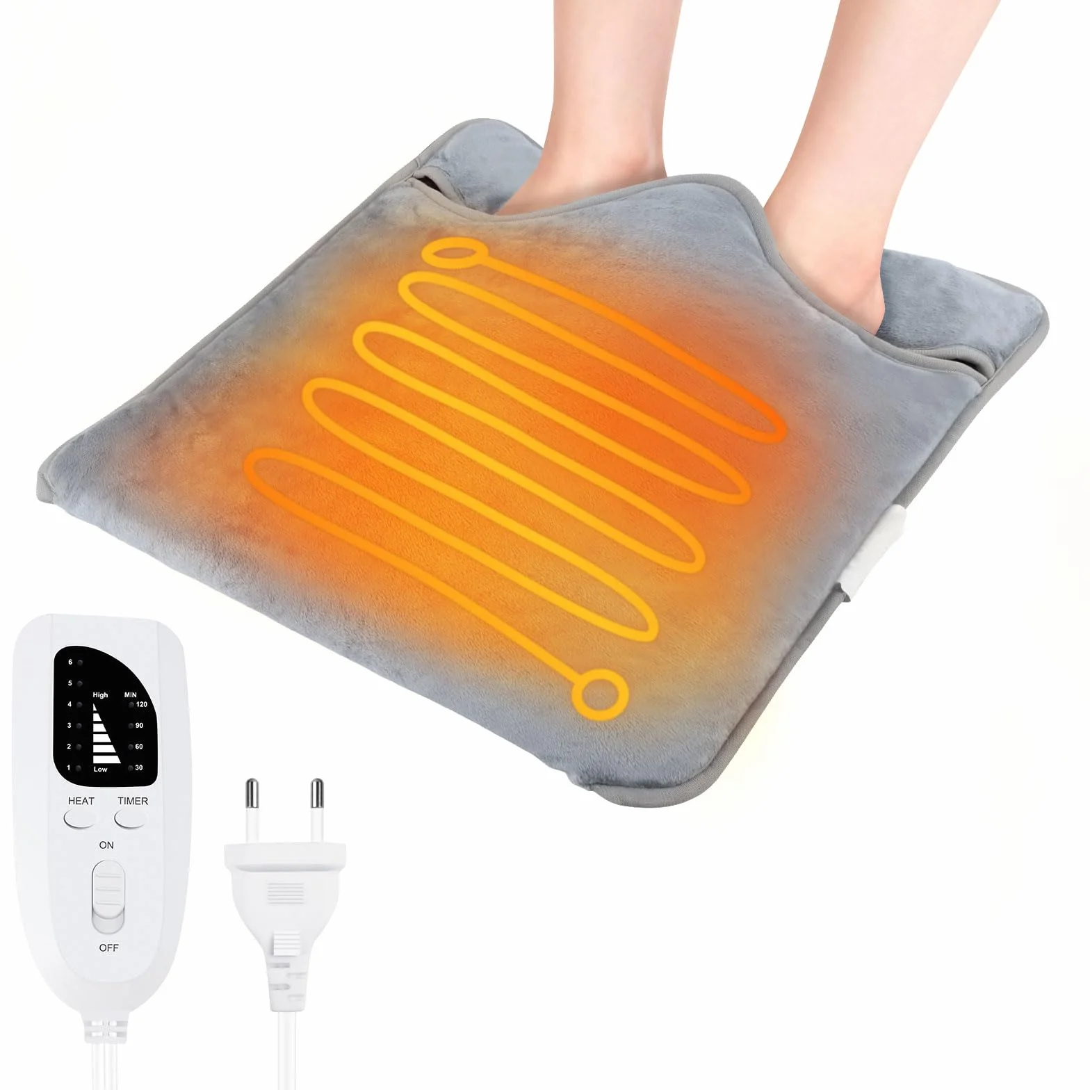 Elektryczny ogrzewacz stóp z 6 poziomami temperatury i 4 timerami, szybkie nagrzewanie, nadaje się do prania, elektryczny ogrzewacz stóp dla dorosłych, do stóp, pleców i całego ciała (kolor