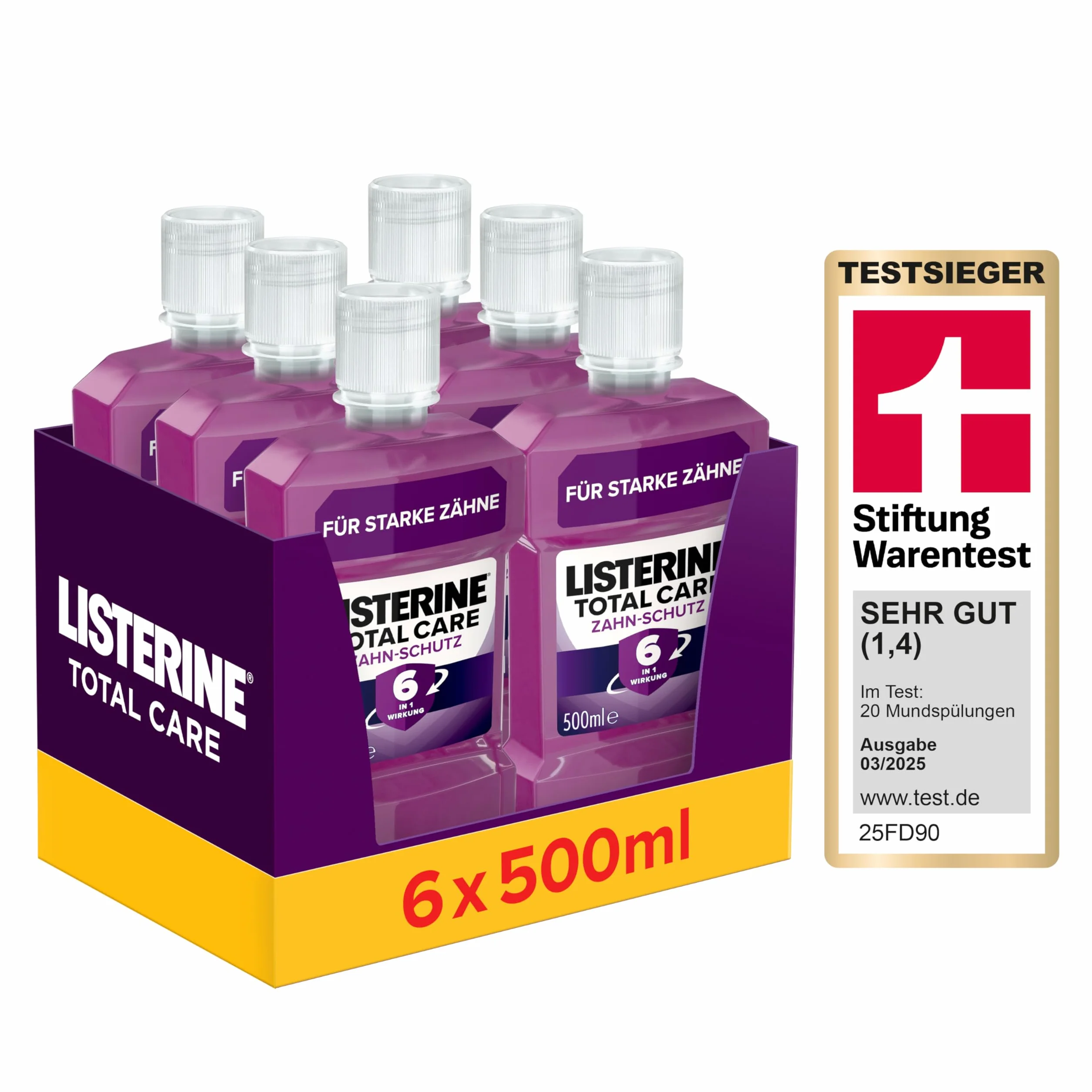 Listerine Total Care ochrona zębów płyn do płukania jamy ustnej przeciwko próchnicy, 6 szt. x 500 ml