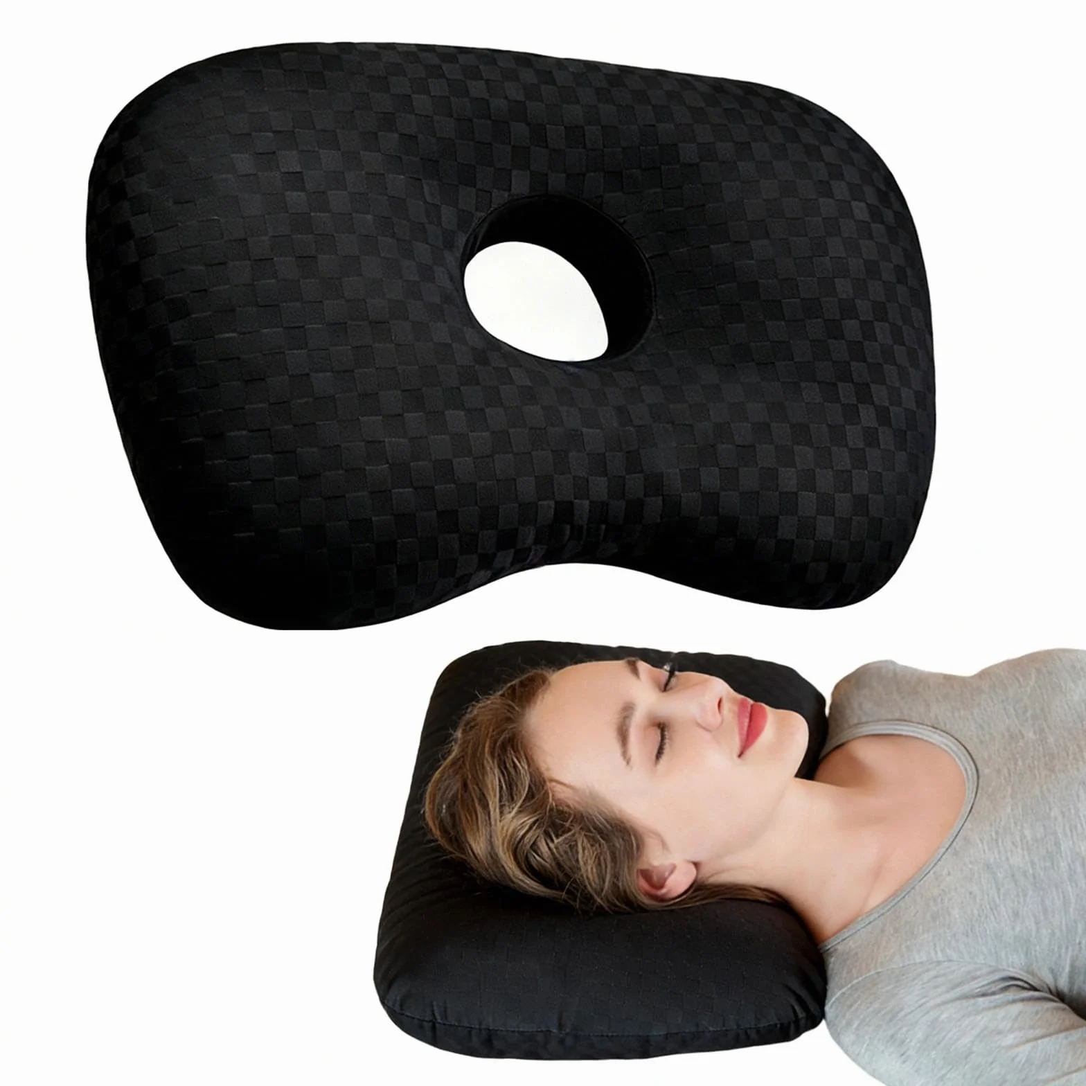 Poduszka do przekłuwania z otworem 44x32x5cm czarny
