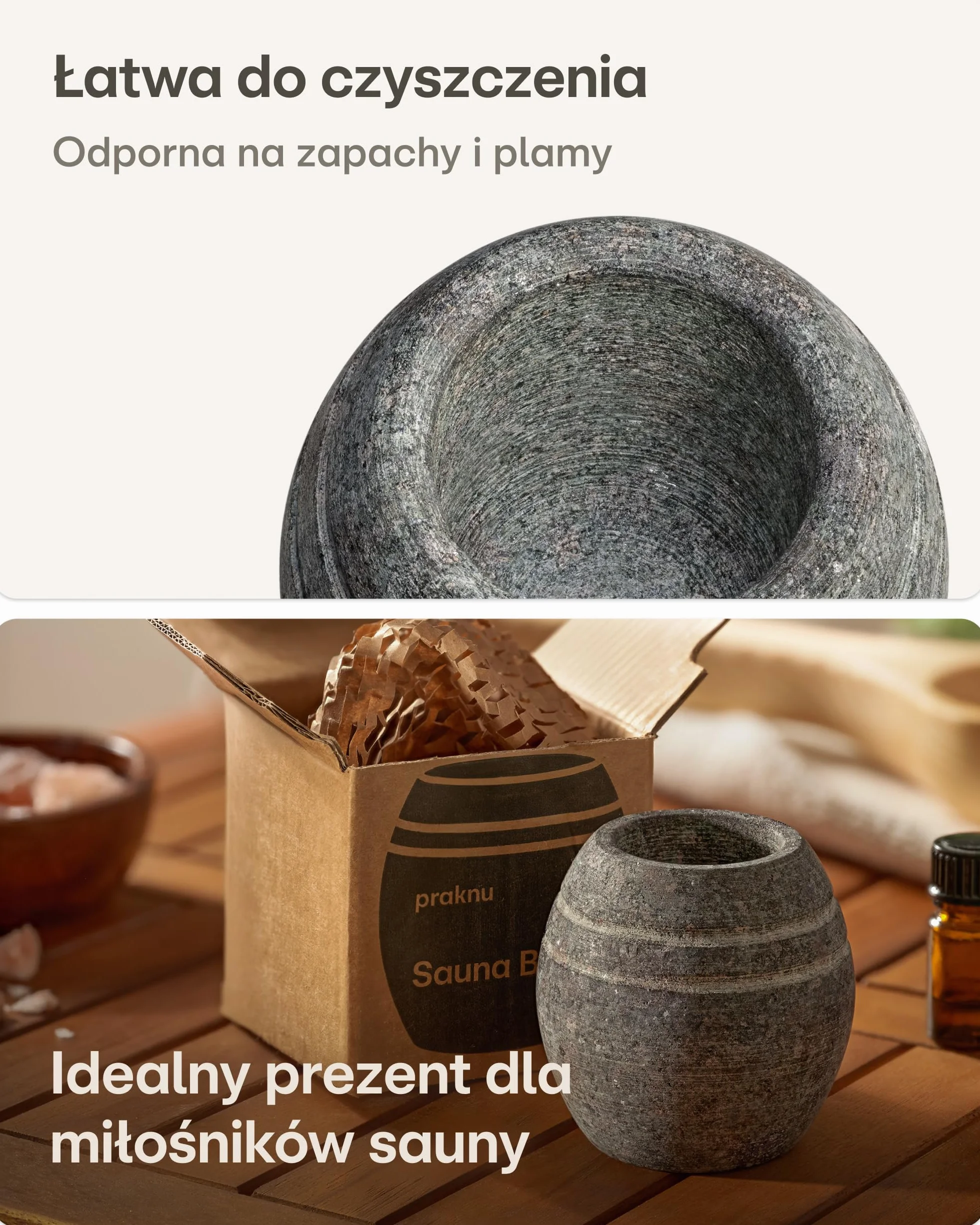 Praknu Miska parownika do sauny z wytrzymałego granitu – Dla relaksujących chwil z aromatem – Naczynie na olejki i zioła – Kompaktowy rozmiar – Do domu i spa