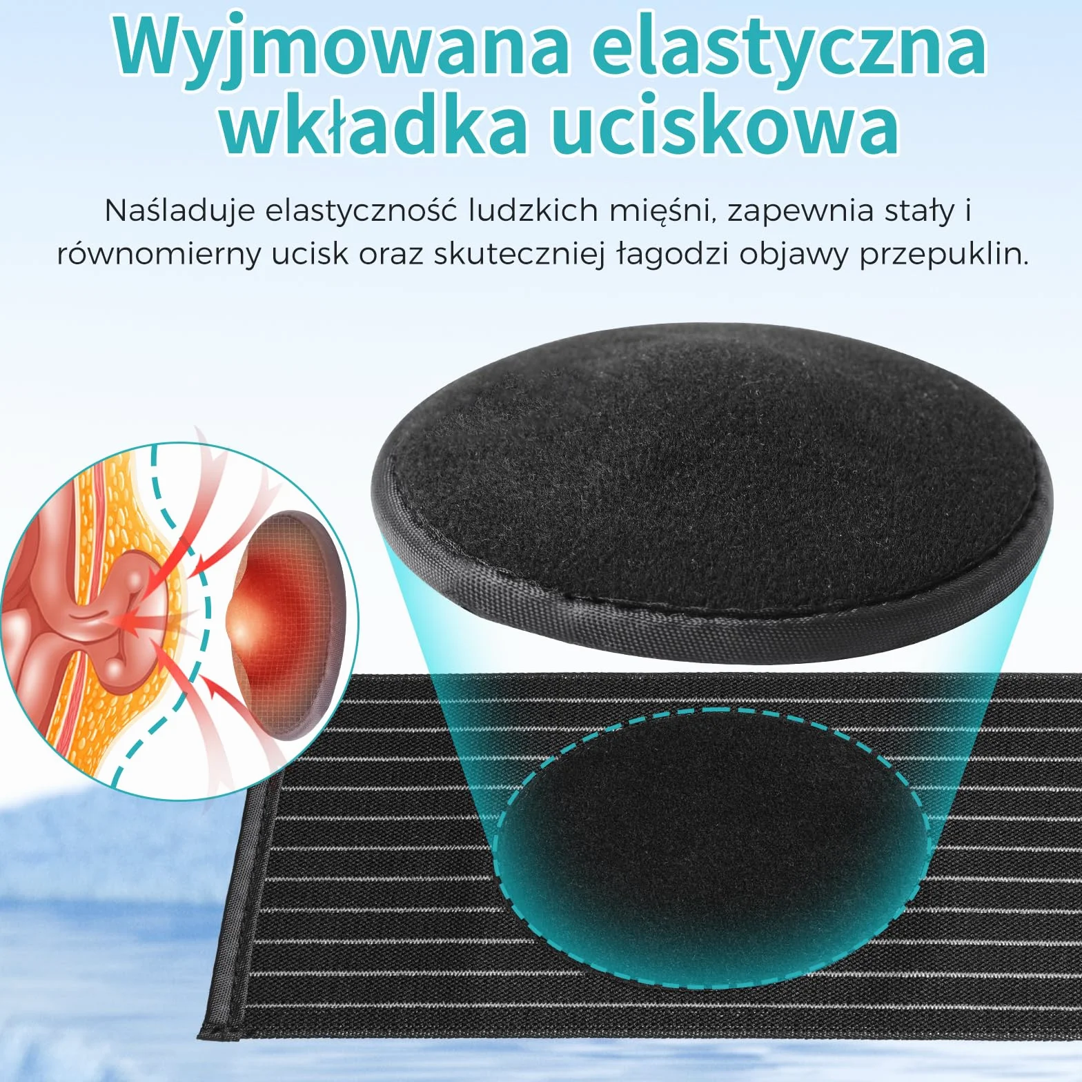Pas na przepuklinę pępkową. Pas brzuszny na przepuklinę pępkową. XL