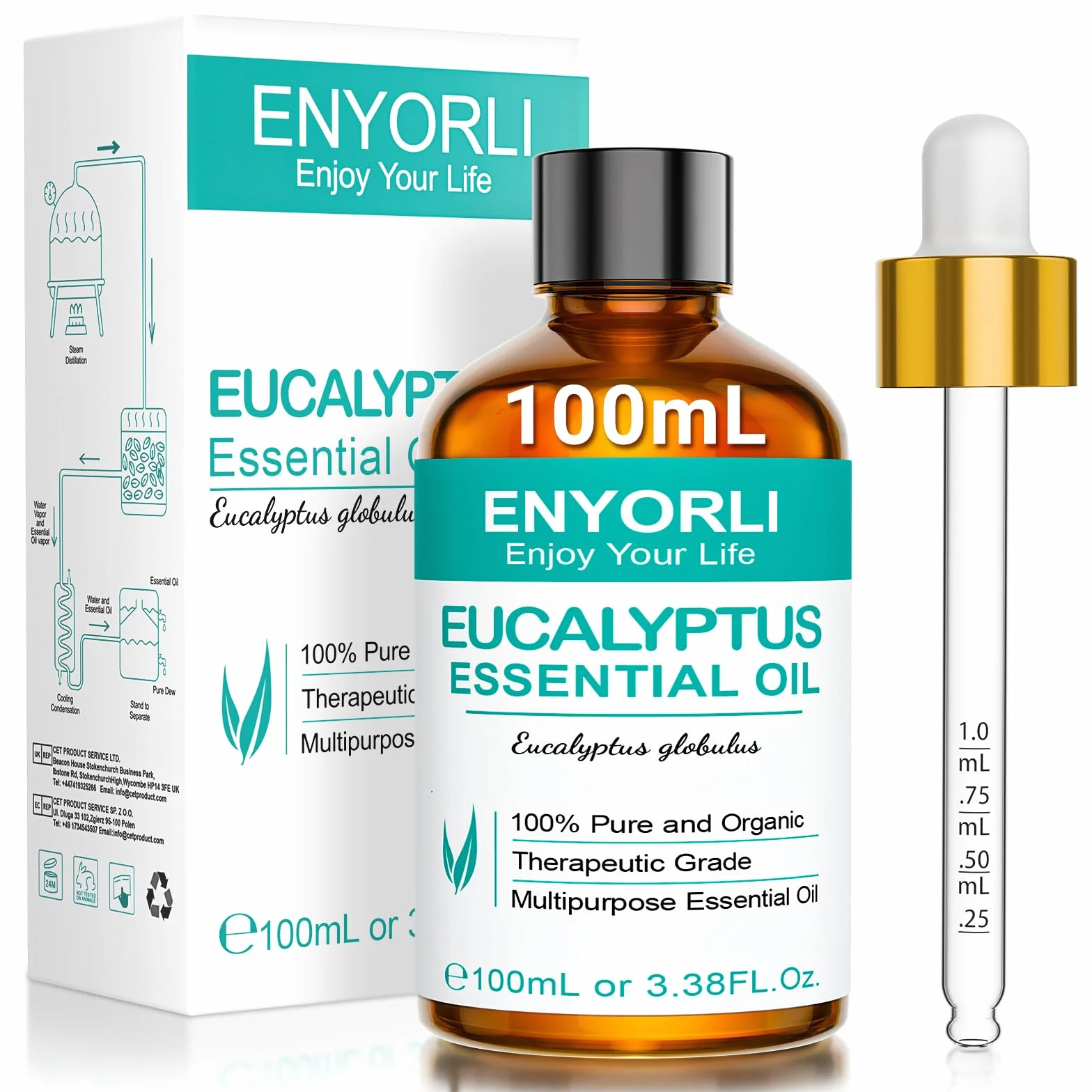 Olejek Eukaliptusowy 100ML 100% Czysty Naturalny Olejek Nierozcieńczony do Aromaterapii Masażu Odstraszania Komarów Pielęgnacji Skóry Oczyszczania Powietrza DIY i Jogi