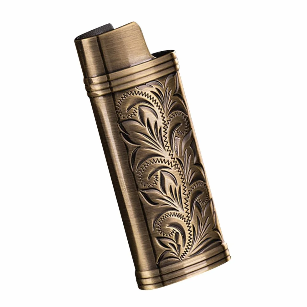BYNYXI 3 sztuki etui na zapalniczkę vintage metalowe z łańcuszkiem do mini BIC