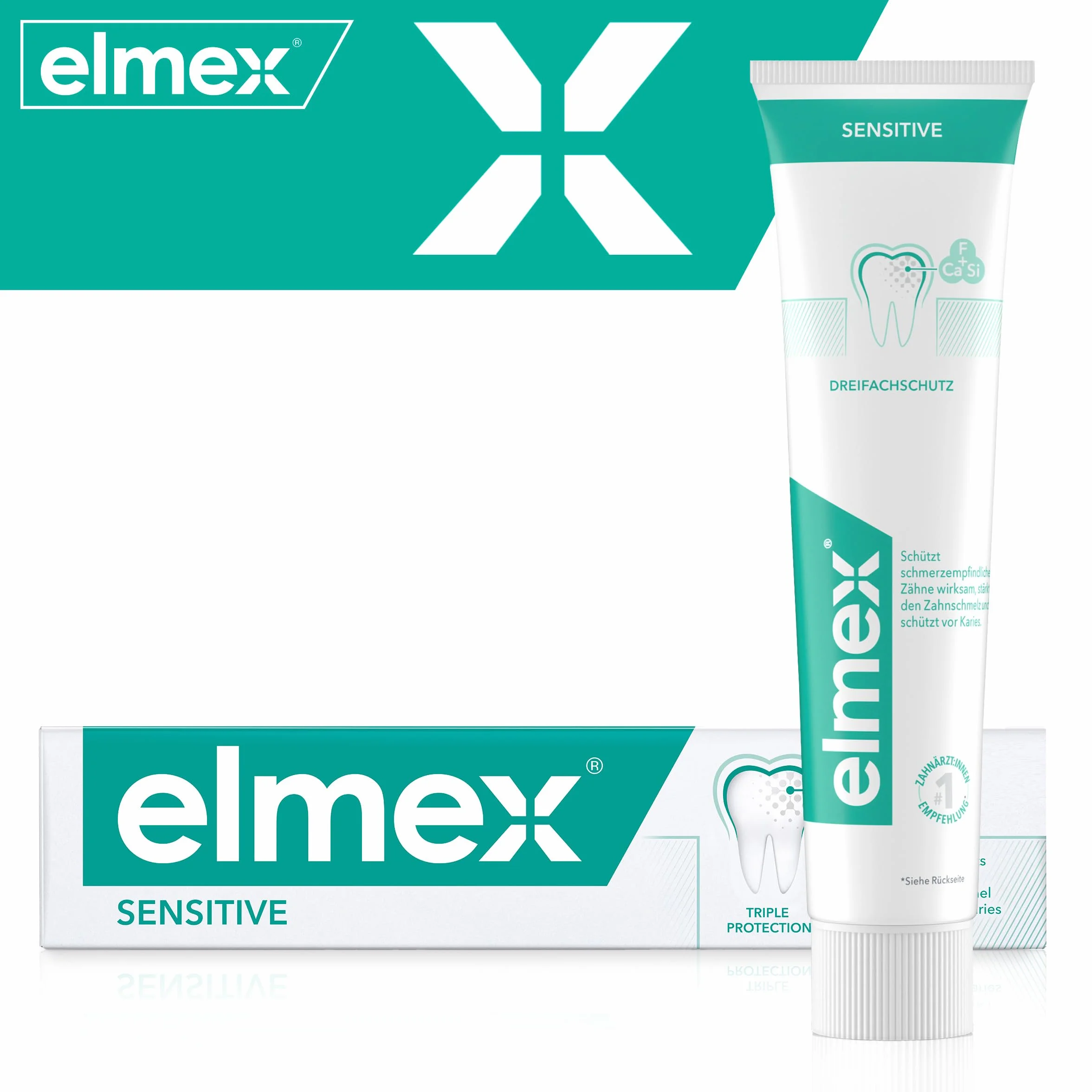elmex Pasta do zębów Sensitive 2 x 75 ml – delikatne czyszczenie zębów i ochrona wrażliwych na ból zębów – klinicznie potwierdzona dla silnych zębów i przeciw próchnicy
