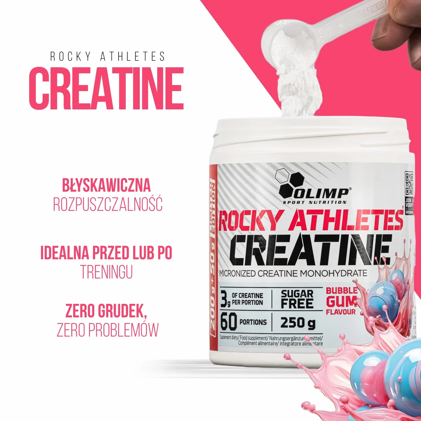 Olimp Rocky Athletes® Creatine - 250 g, Bubble Gum