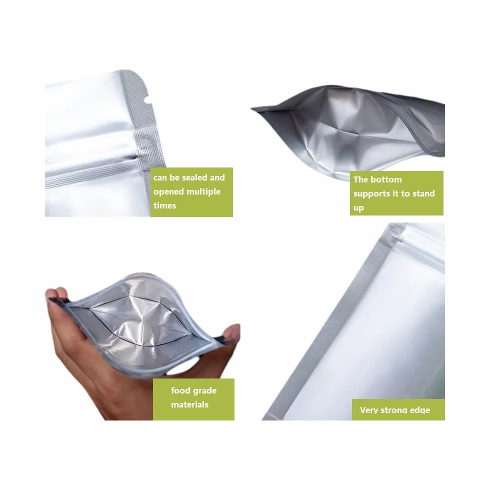 Mylar Bags do przechowywania żywności z pochłaniaczami tlenu, 25x35cm, z zamkiem błyskawicznym i zgrzewane na gorąco