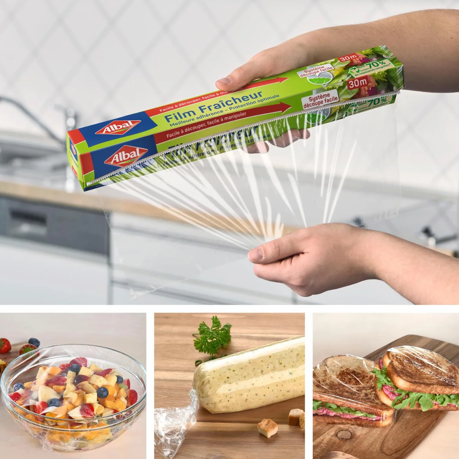 Albal Folia Fresh 50m Folia stretch Zachowuje świeżość żywności Przyczepność 70% recyklingu