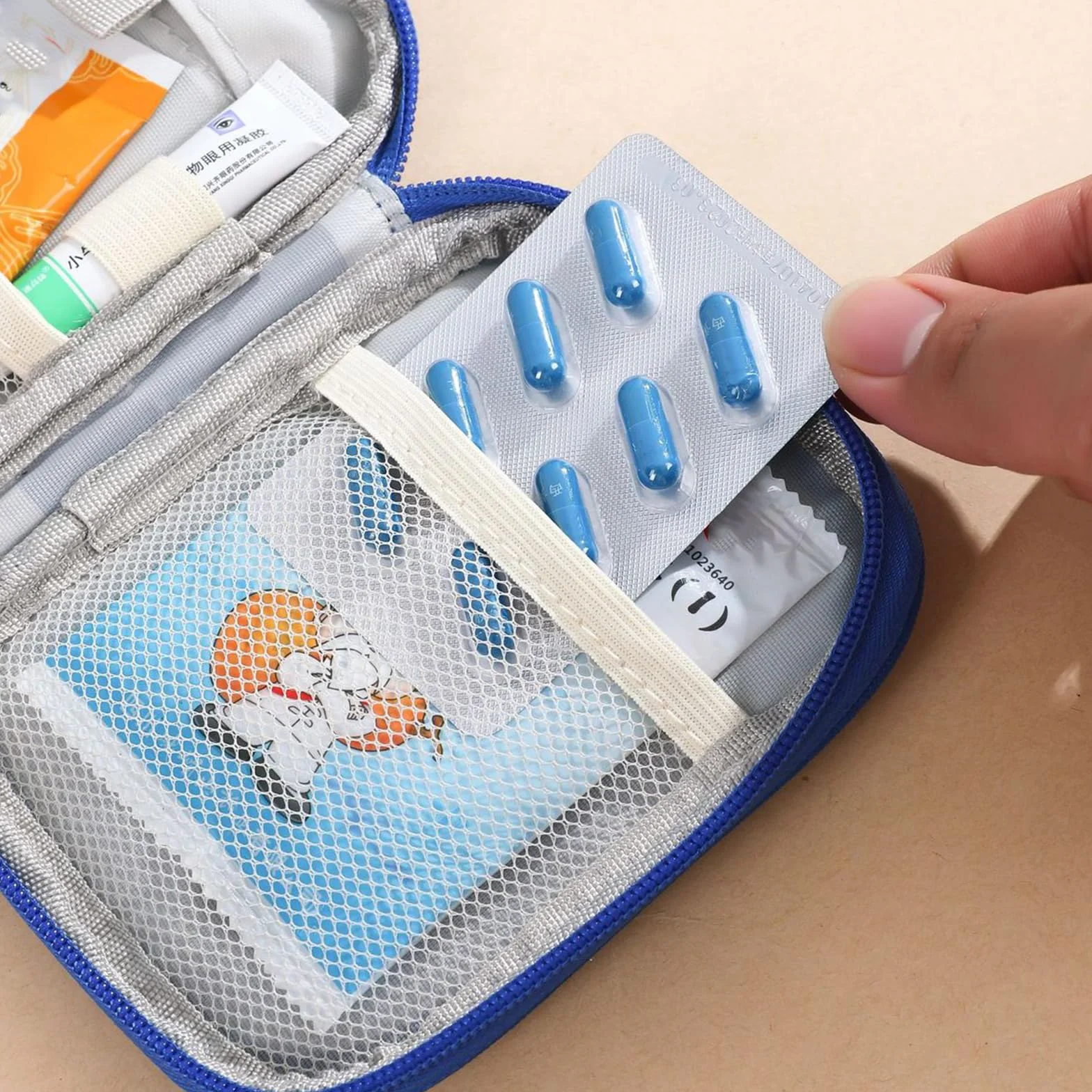 Przenośna mini torba pierwszej pomocy pusta mała torba podróżna na leki zamki błyskawiczne poręczna kieszeń na tabletki do podróży użytku domowego pusta torba, a