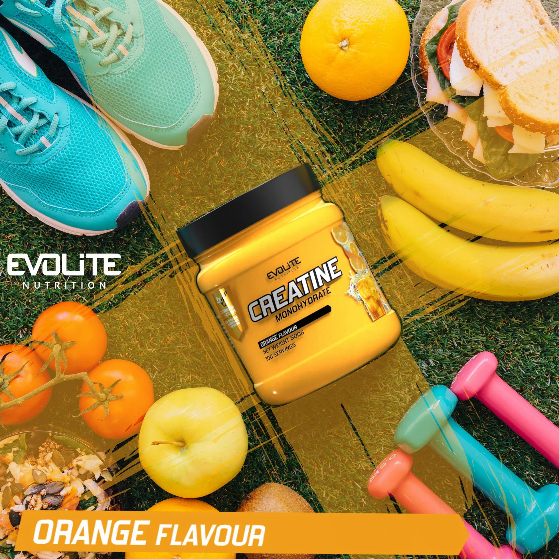 Evolite Nutrition Kreatyna Monohydrat 500g - Czysty Monohydrat Kreatyny z Tauryną - Szybka Regeneracja i Wzrost Siły, Poprawa wydolności i Mocy mięśni - Suplement do treningu