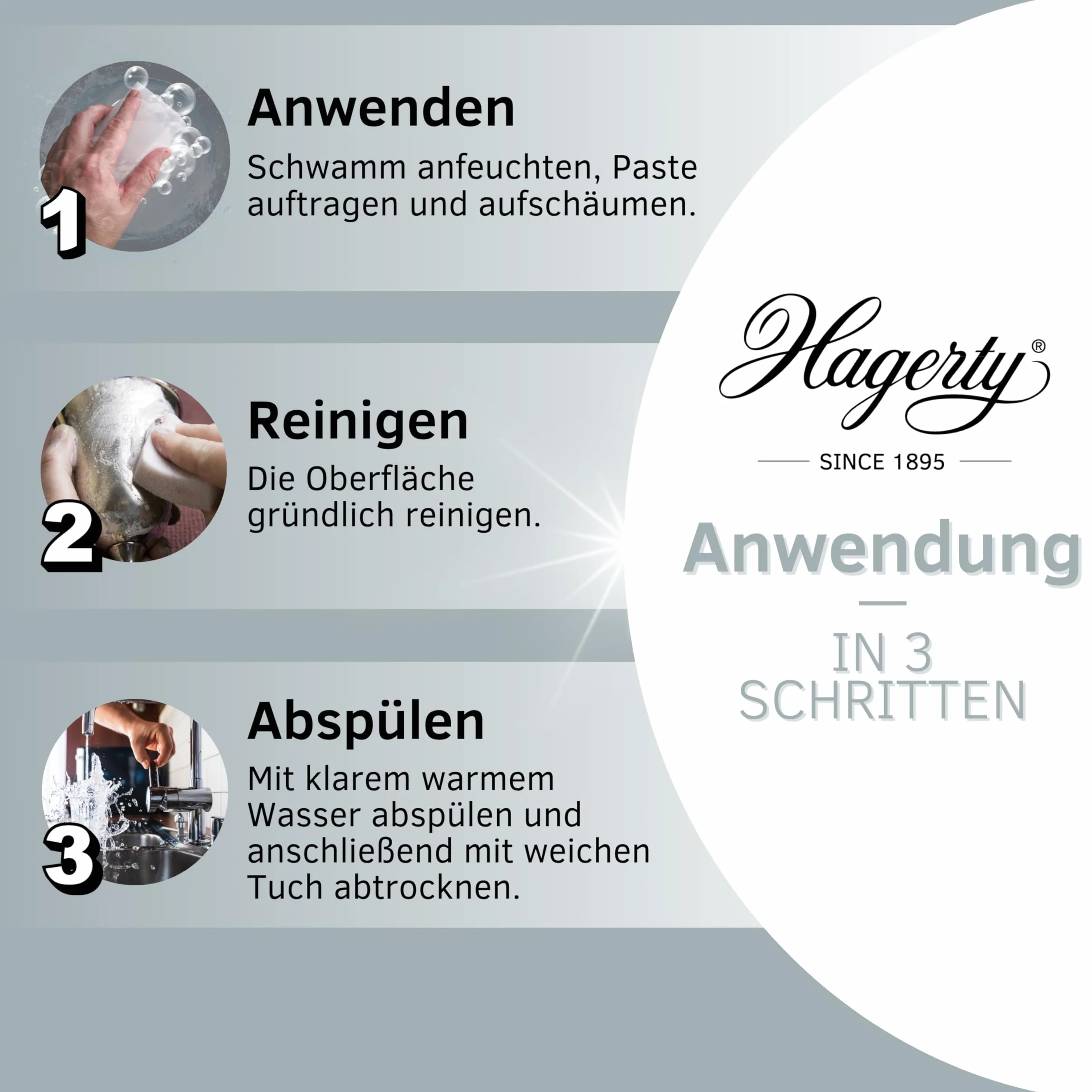Hagerty 2 x Silver & Multimetal pianka do czyszczenia piany, po 185 g, skuteczna pasta pielęgnacyjna do srebra, metalu, cyny, stali nierdzewnej, chromu, środek czyszczący do odnowionego połysku, w