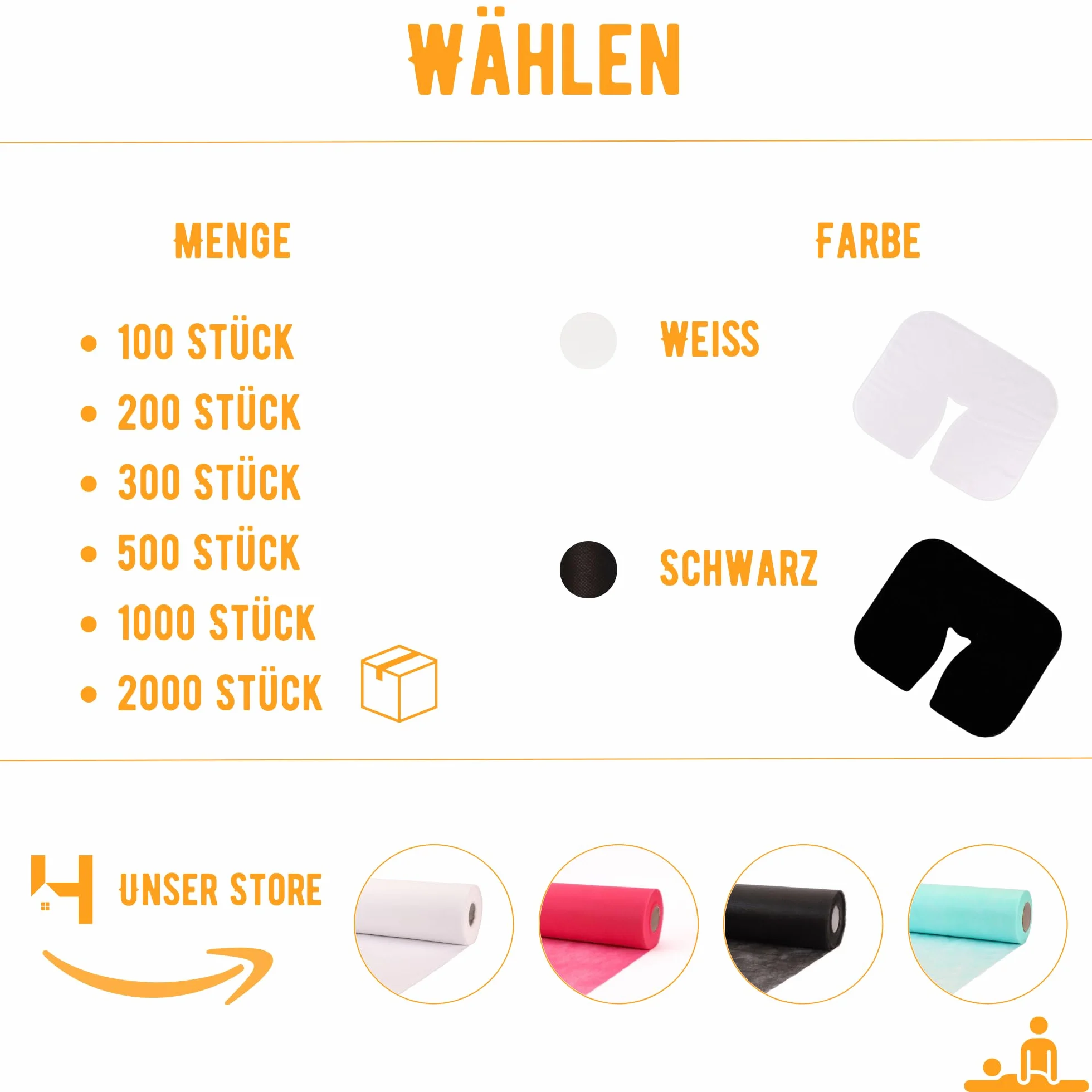 Jednorazowa nakładka na zagłówek, 100 x biała, do masażu i masażu, poduszka do masażu, poduszka do masażu, zagłówek, łóżko, akcesoria wellness, poduszka kosmetyczna, mata do twarzy