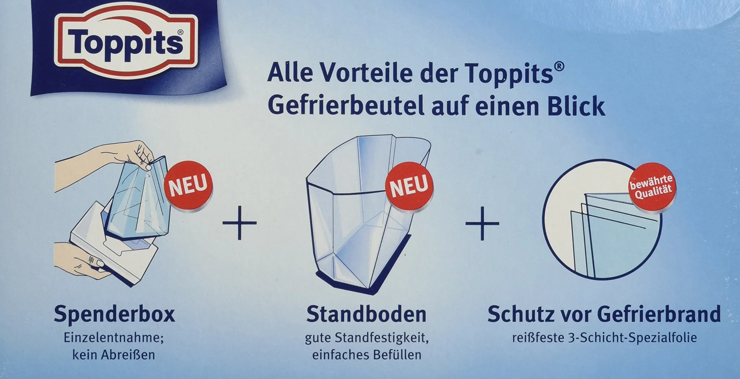 Toppits worki do zamrażania, 4 litry, dno stojące, 25 sztuk, przezroczyste
