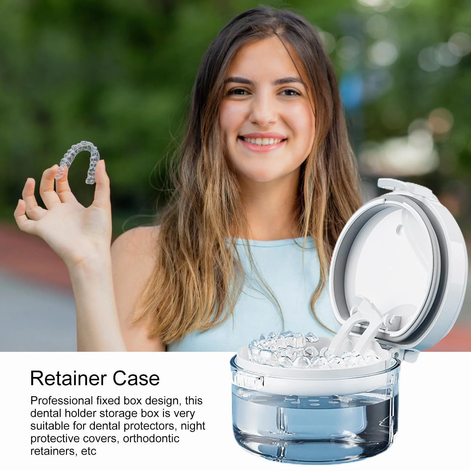 Retainer Cleaner Case - White PP ABS Bath Cup | 9.5x9.5x7cm 97g Aligner Cleaner with Removal Tool, Compact Retainer Storage Box for Women Men Care Home Travel Hygiene Organizer