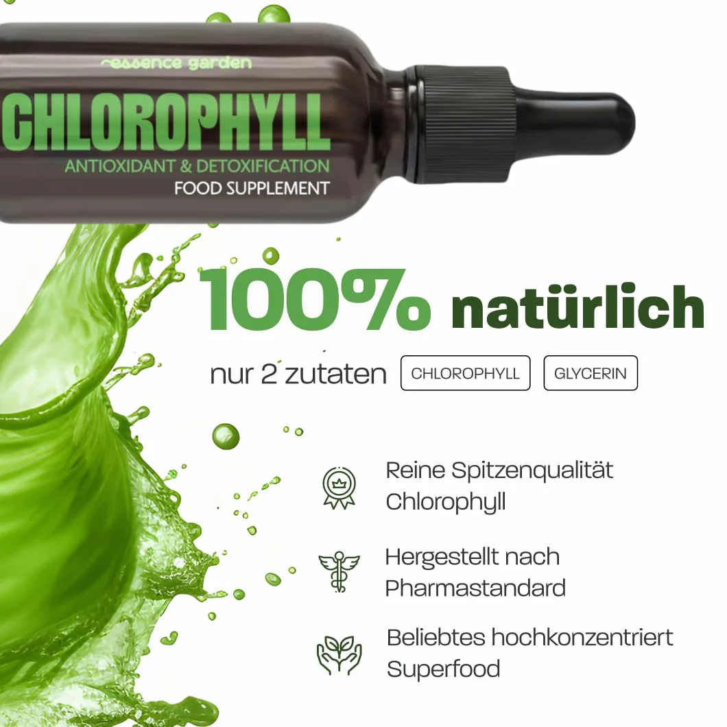 Chlorofil w kroplach 310 mg,Naturalny antyoksydant, Wysoka dawka, Detoks, Oczyszczenie organizmu, 25 porcji, Suplement diety w płynie, 50 ml