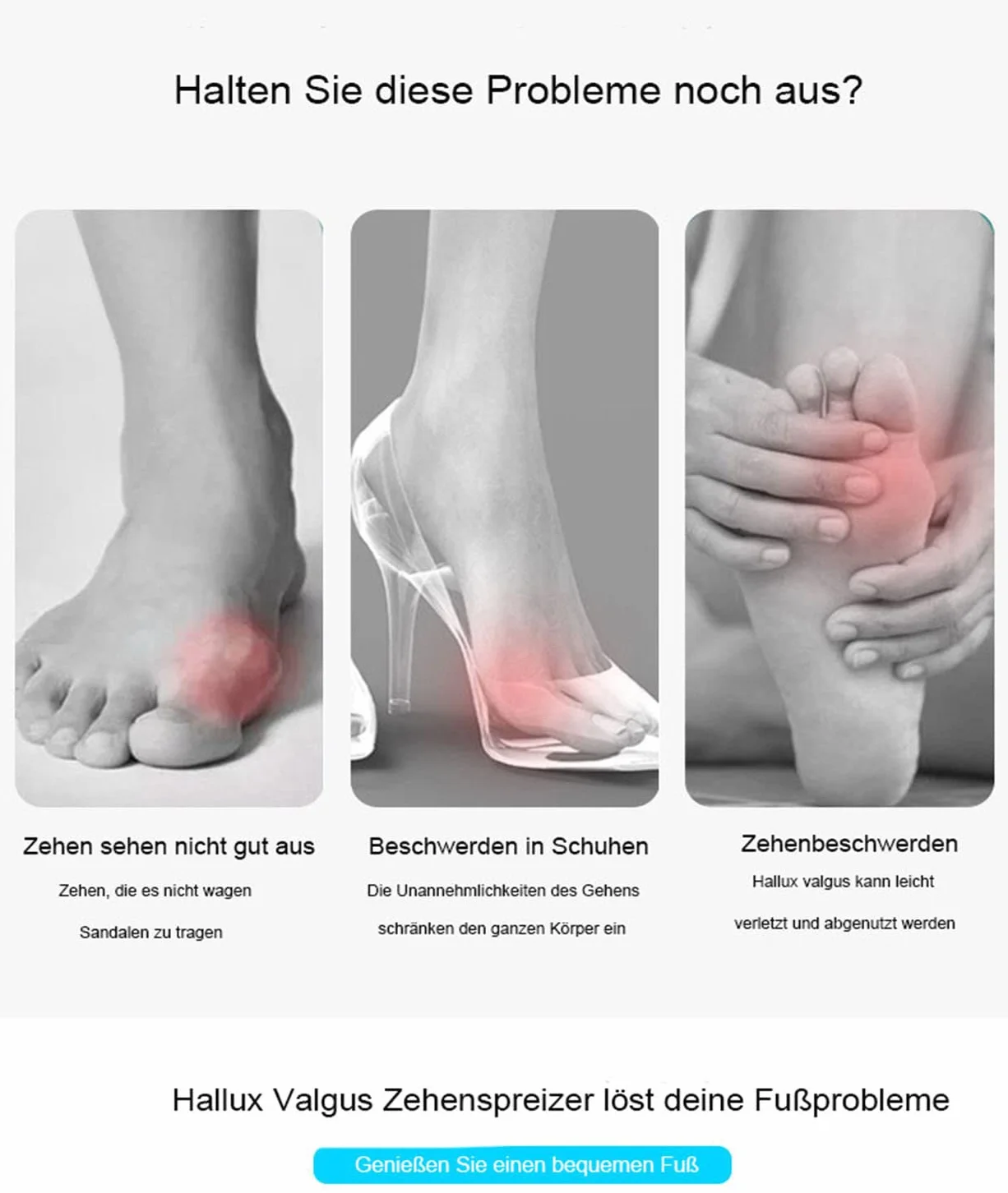 Bunion korekcyjne opaski na haluksy 6 sztuk z separatorem palców i paskiem antypoślizgowym