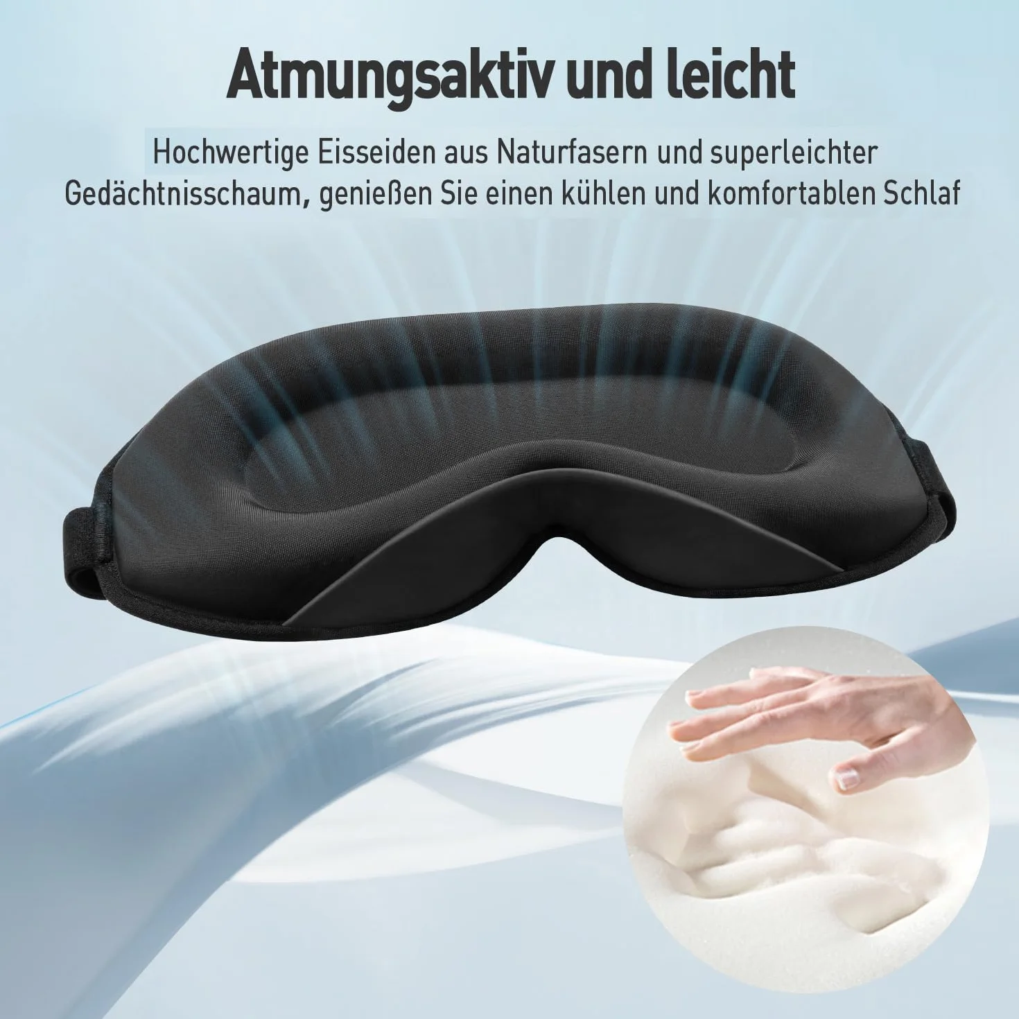 Umisleep Maska do spania dla osób śpiących na boku, 3D zagłębienia wokół oczu i regulowana gumowa tasiemka, blokująca światło i oddychająca, maska na oczy dla mężczyzn i kobiet, nadaje się do podróży