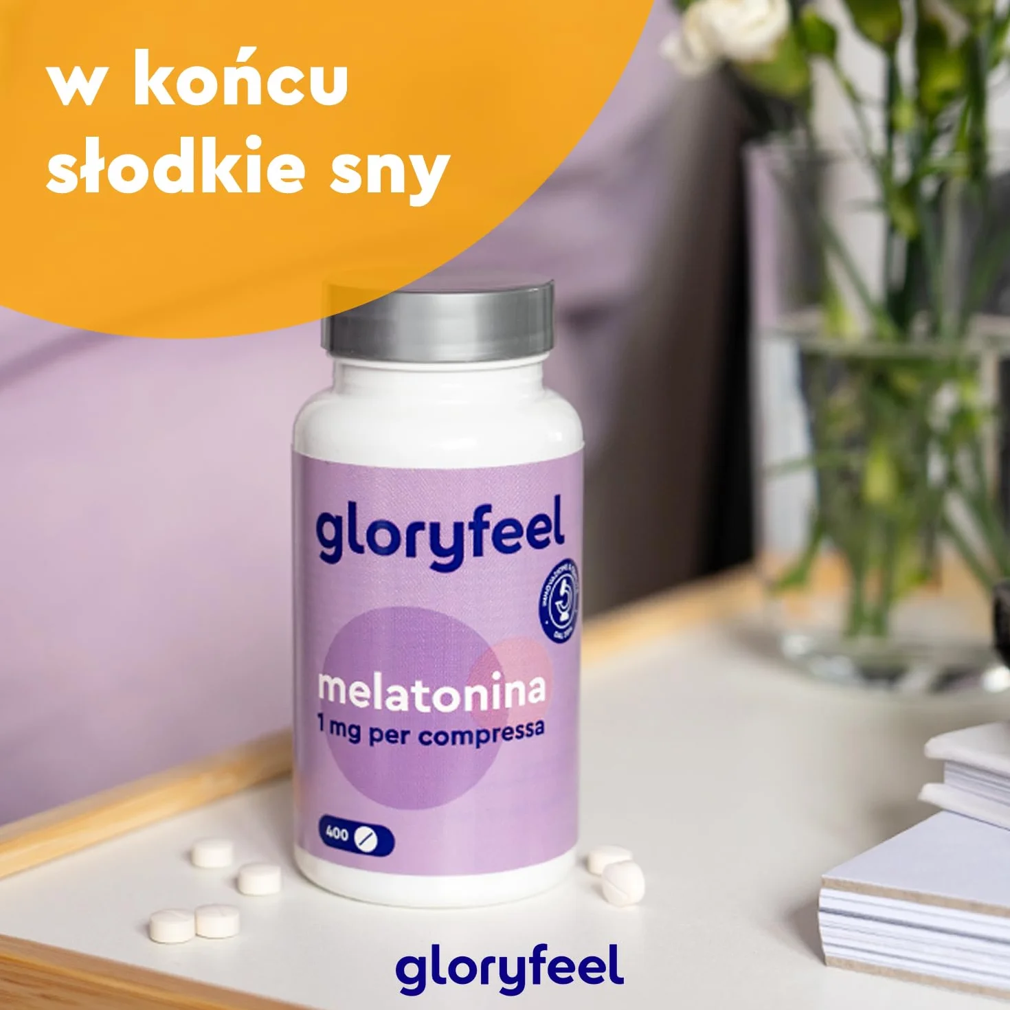Melatonina 400 tabletek, suplement wspomagający sen, wegański, bez dodatków