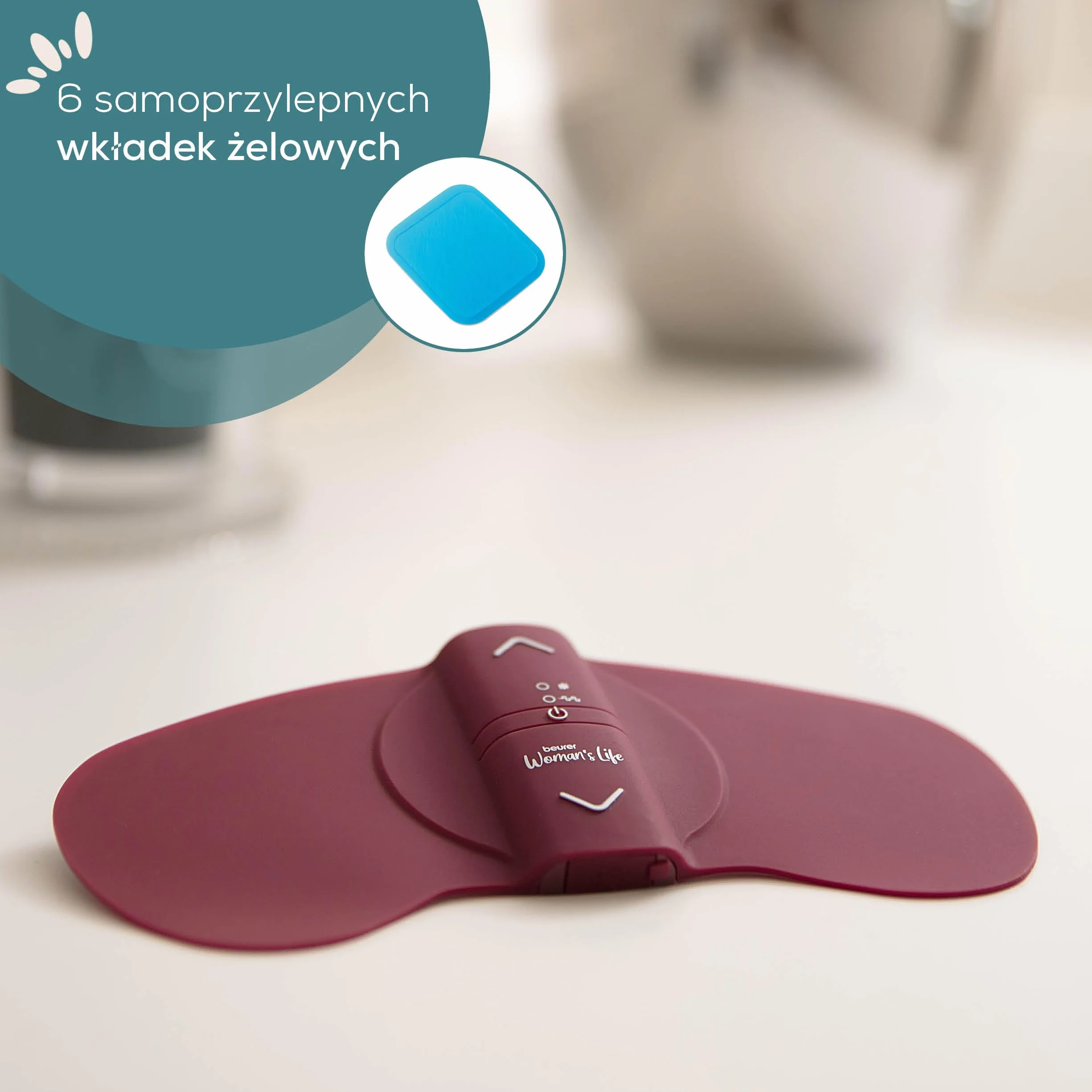 Beurer EM 50 zestaw podkładek żelowych, do stosowania z EM 50 Menstrual Relax TENS i podgrzewaczem, 6 samoprzylepnych podkładek żelowych, 50 x 56 mm