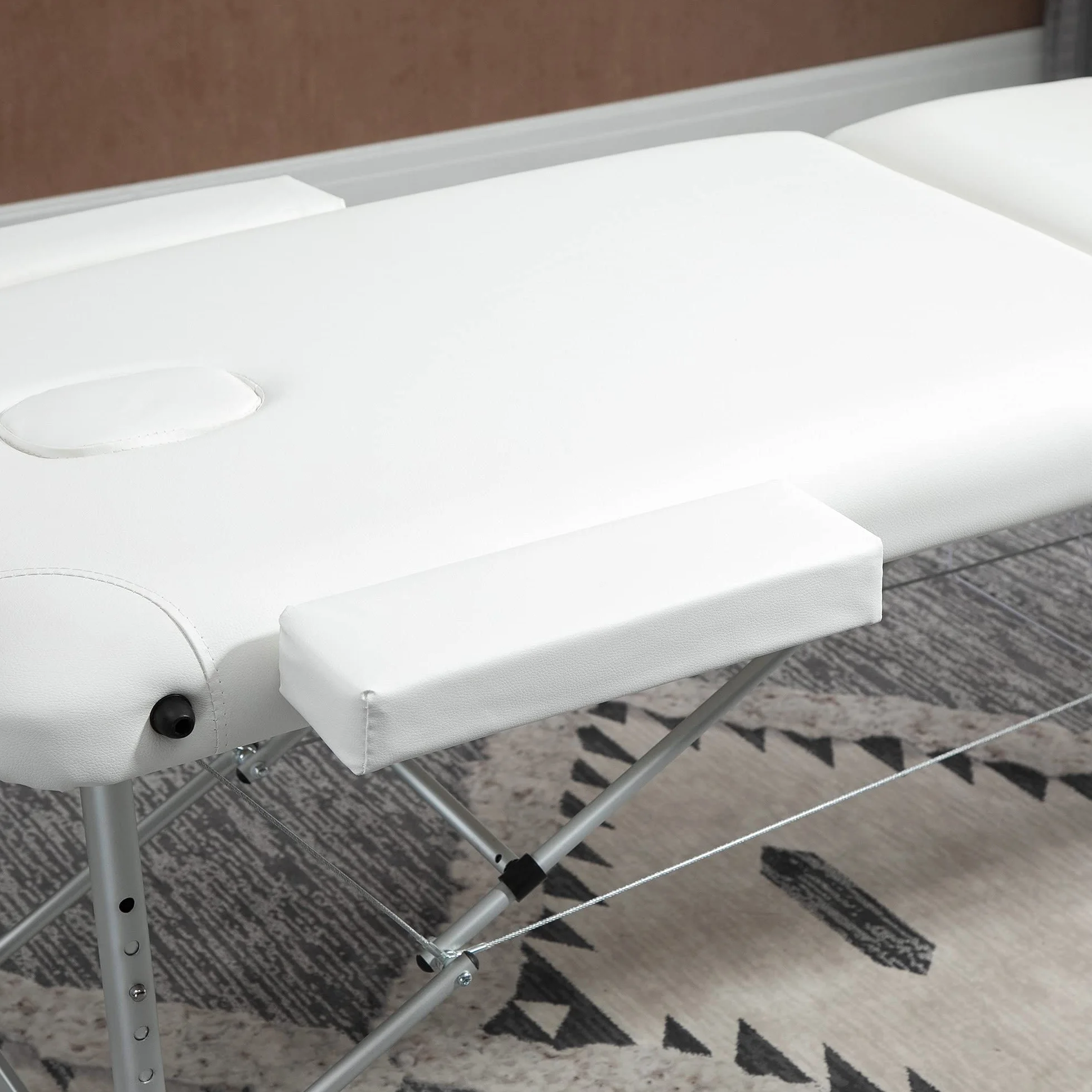 HOMCOM Stół do masażu składany z regulacją wysokości aluminium biały 215x81x61-84 cm