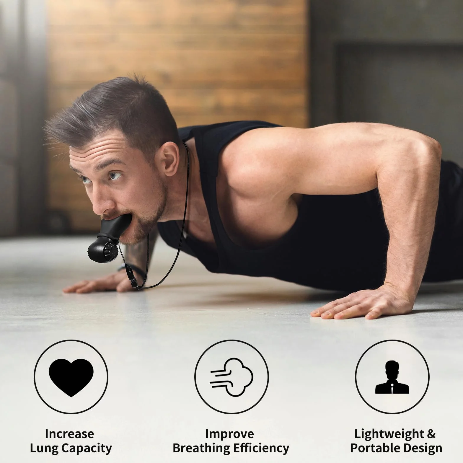 Trener oddechowy do przenośnego trenera płuc, trenażer oporu oddechowego do codziennego treningu fitness, trener oddechowy do płuc, różne potrzeby fitness i łatwy do czyszczenia.