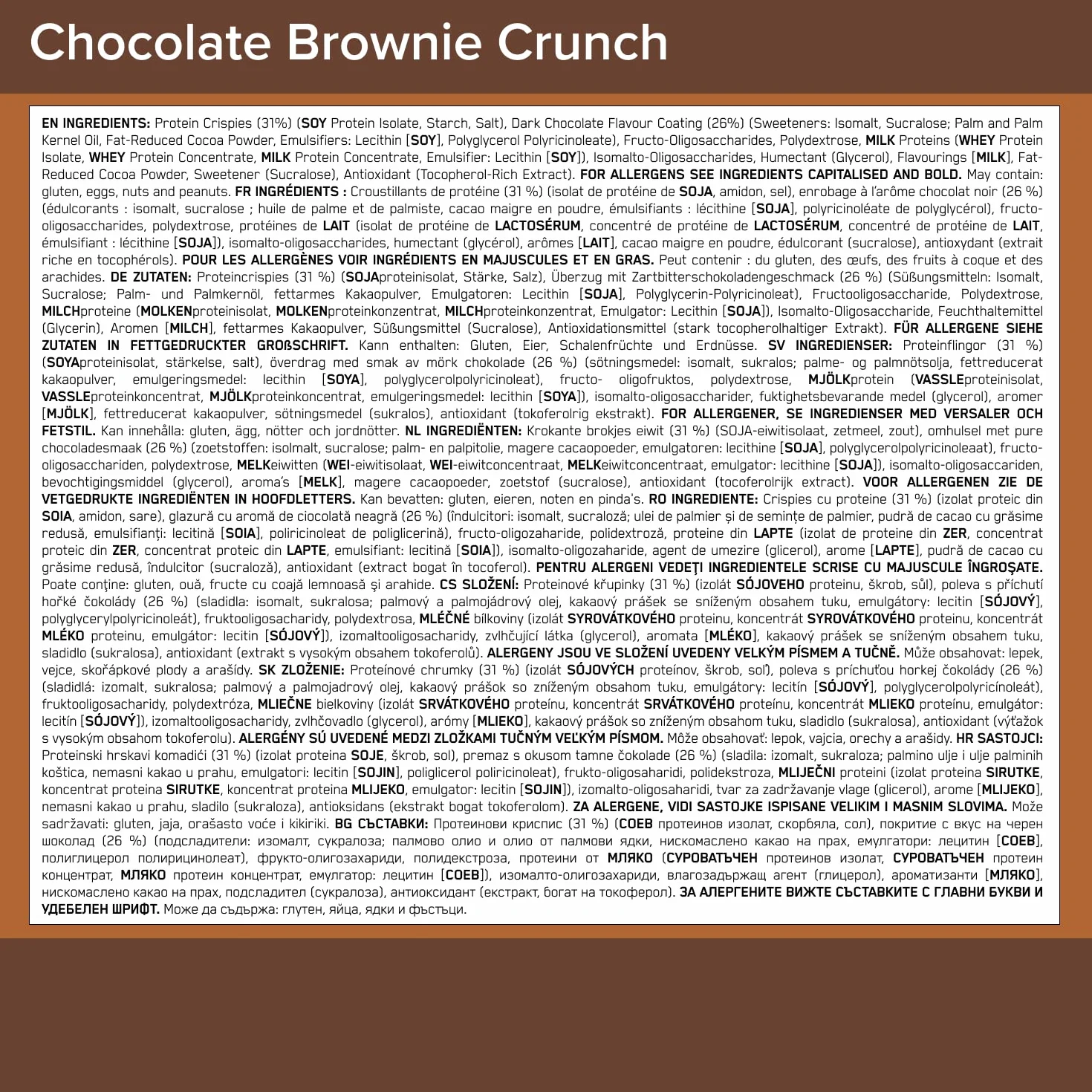 Optimum Nutrition Protein Crisp Bar (10x65g) Chocolate Brownie Crunch