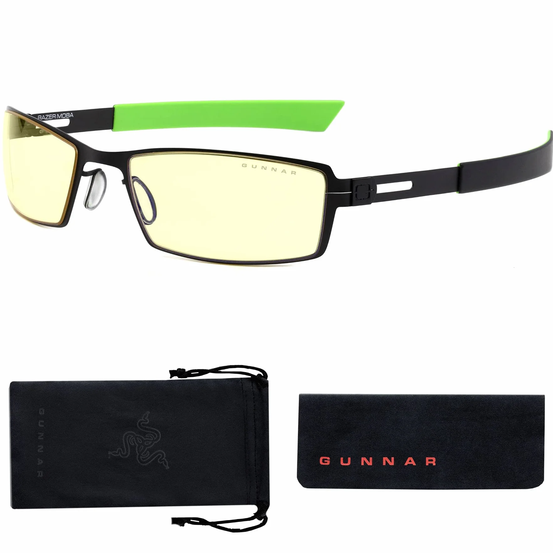 GUNNAR Okulary z Filtrem Światła Niebieskiego Razer FPS Mini Onyx Acid Frame Amber Tint 65% Ochrona Gaming Glasses