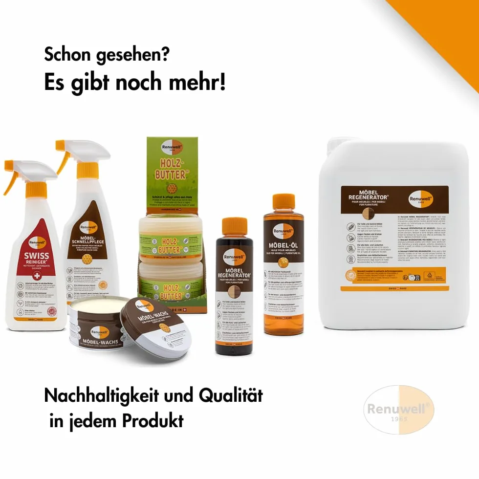 Renuwell 2 x 250 ml masła drewnianego, pielęgnacja mebli, pielęgnacja drewna, 100% nadaje się do kontaktu z żywnością, zestaw ekonomiczny