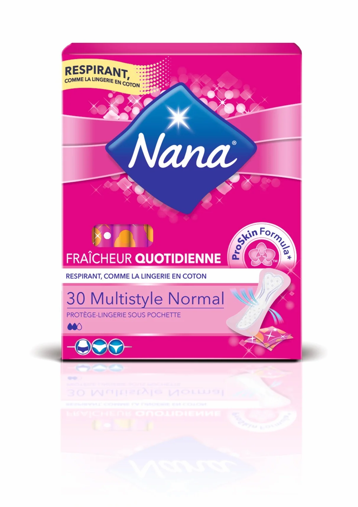 Nana Dailies Style Multi-Style Ochraniacz na bieliznę - Cienki i bardzo chłonny ochraniacz na majtki do wszystkich rodzajów bielizny - 30 sztuk w pojedynczym woreczku