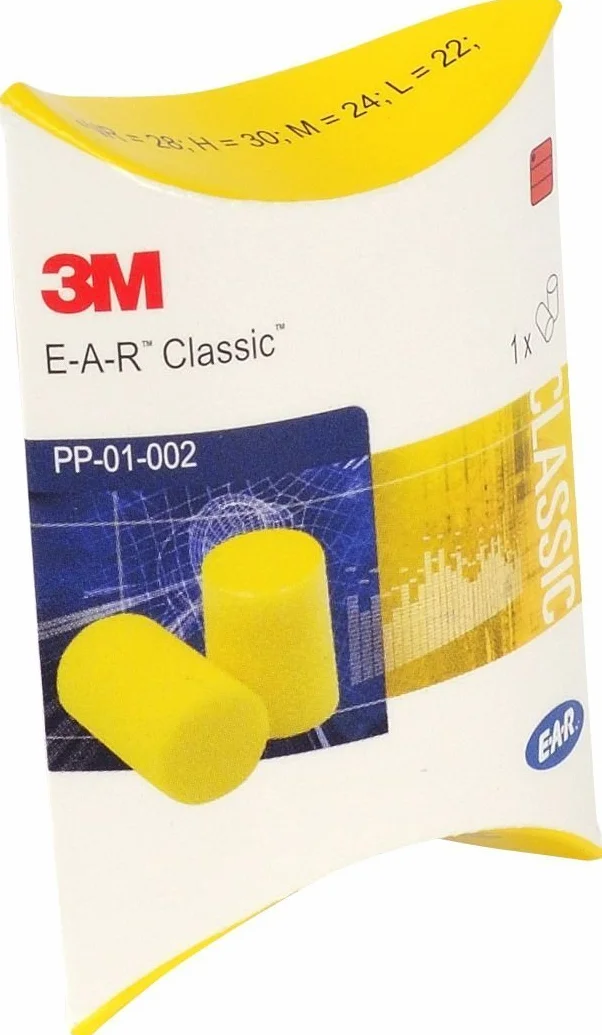 3M Wstępnie formowane zatyczki do uszu E-A-R Classic II (28 dB, odporne na wilgoć, 25 par) żółte, PP01200