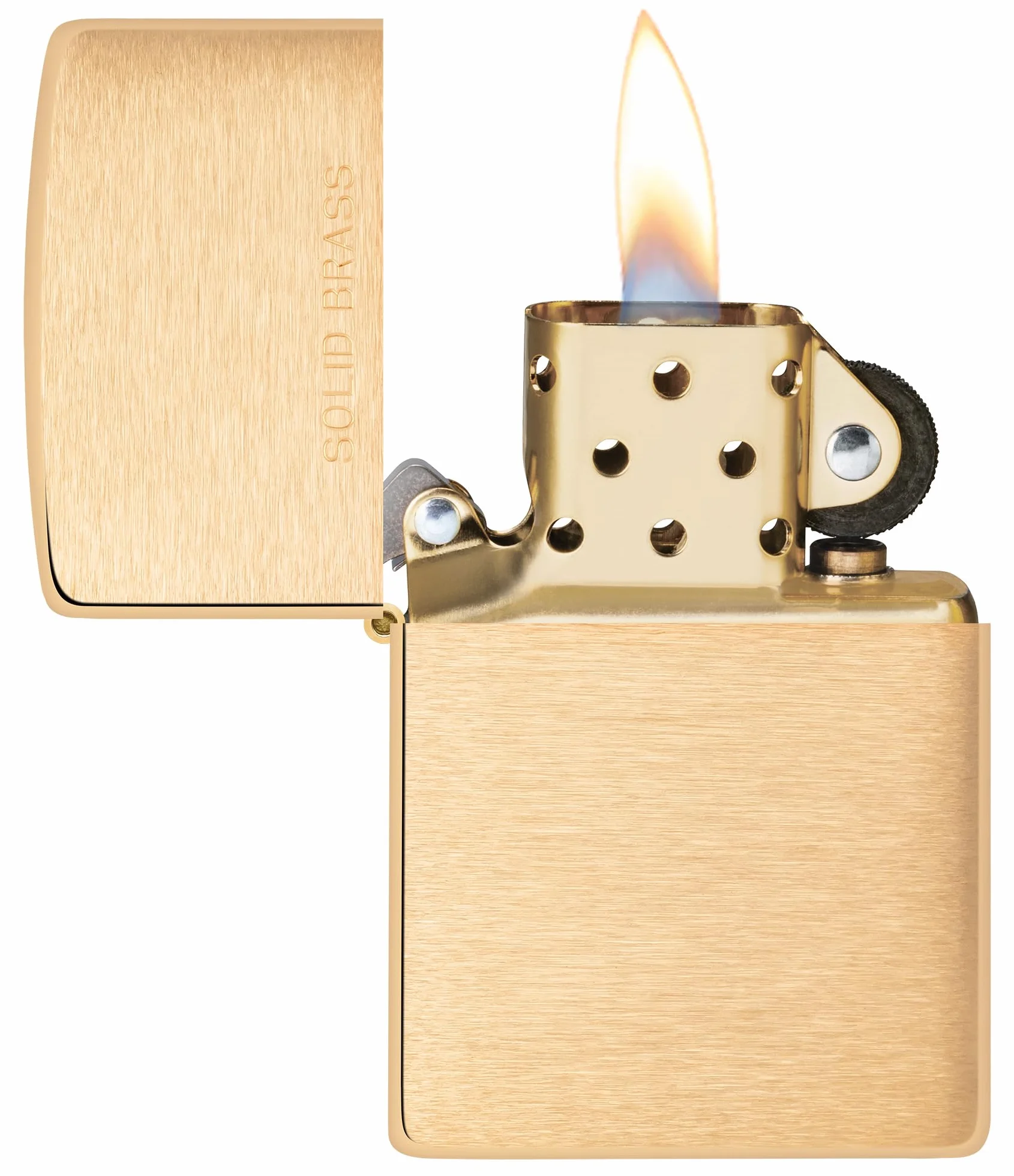 Zippo Wiatroszczelna zapalniczka - szczotkowany mosiądz - złoty - wielokrotnego napełniania - pudełko prezentowe - wyprodukowano w USA