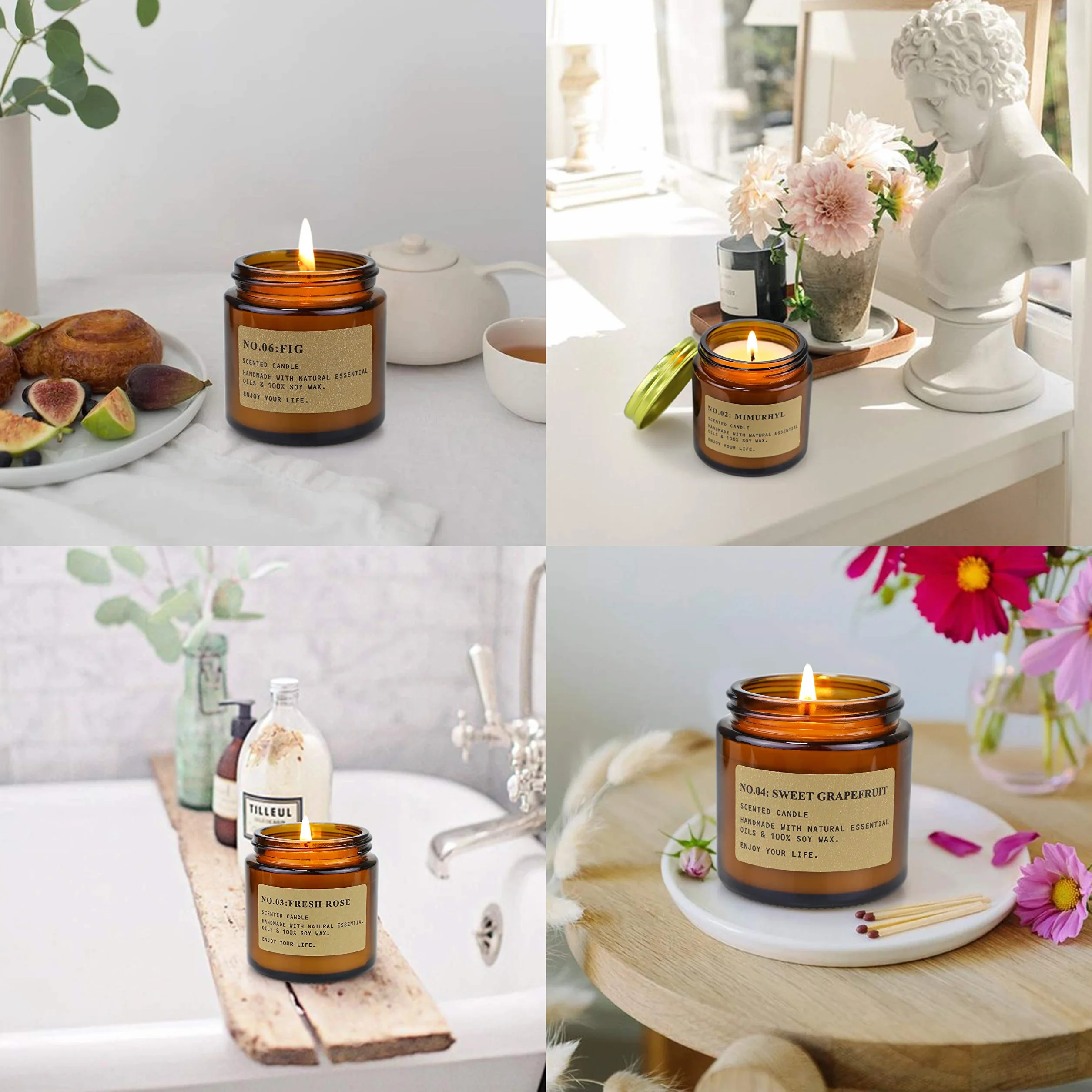 Zestaw świeczek zapachowych, 6 szt., w 100% z naturalnego wosku sojowego, do aromaterapii, kąpieli, jogi, 25 godzin świecy, prezent na Dzień Matki i Walentynki